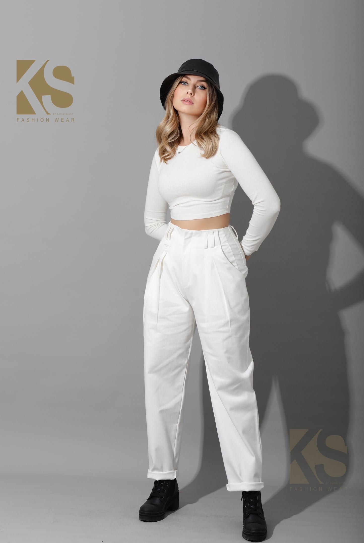High Rise Paper-Bag Pants - OffWhite
