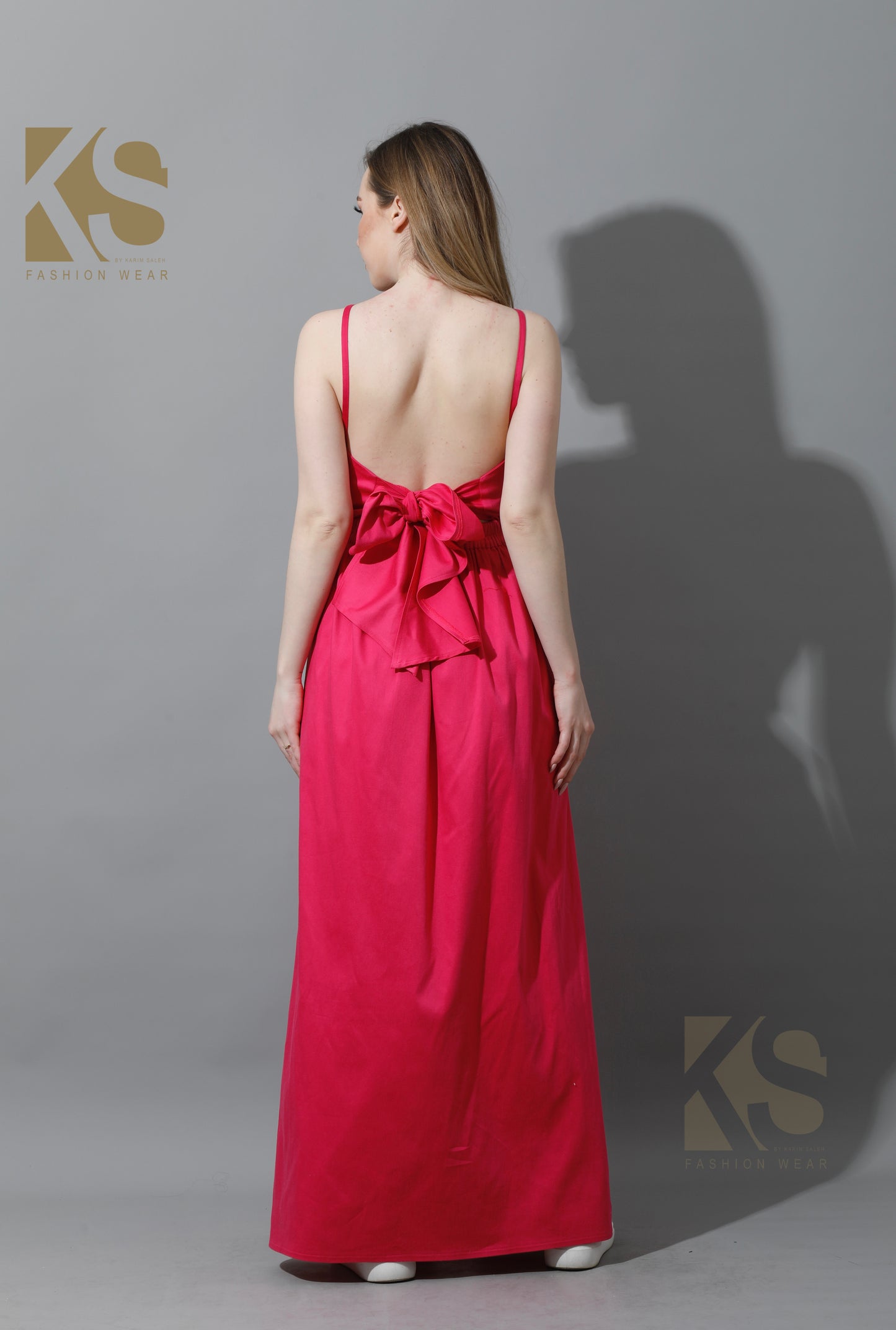 Front Long Slit Dress - Barbie Pink