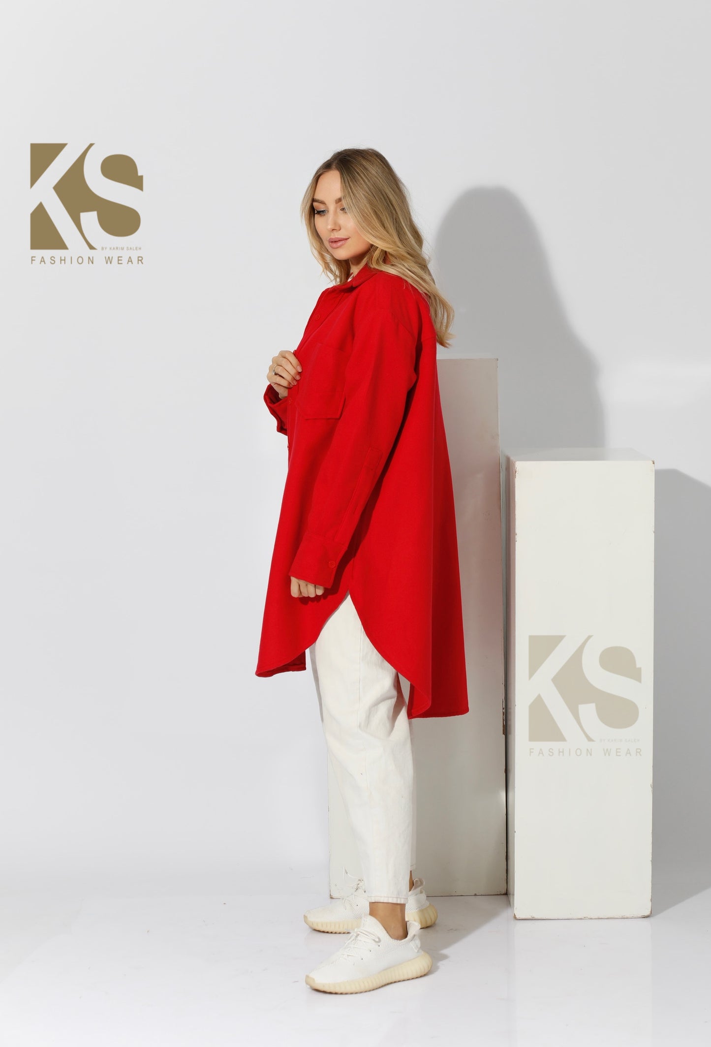 Woolen Oversized Shirt - Red