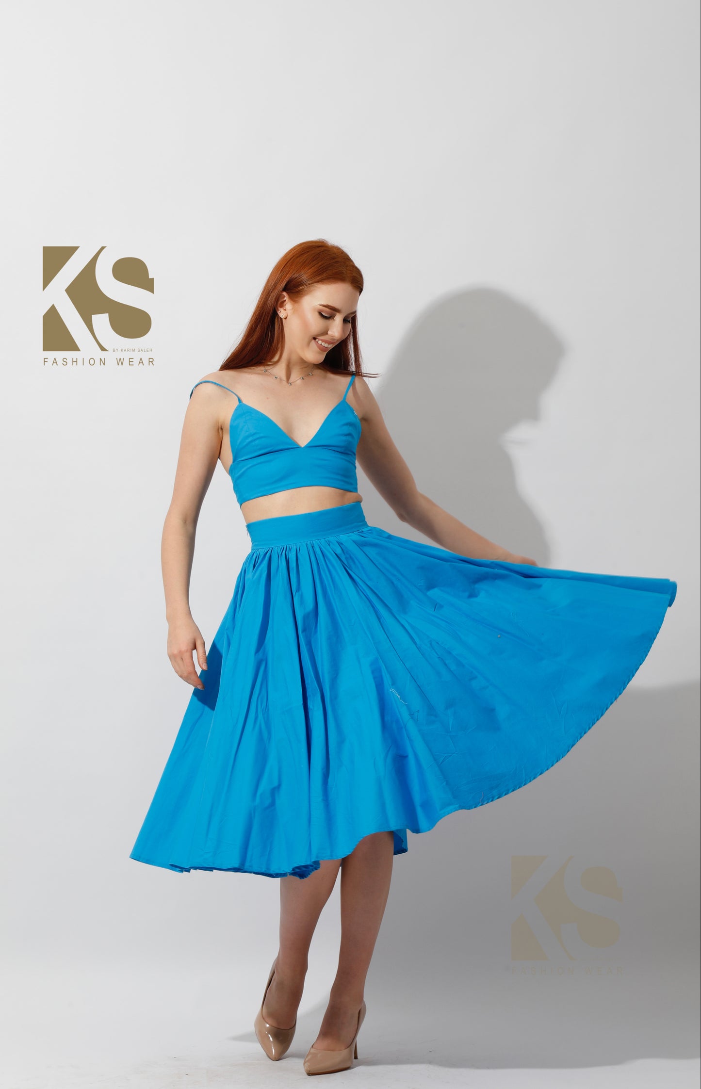 Co-Ord Flared Skirt - Blue