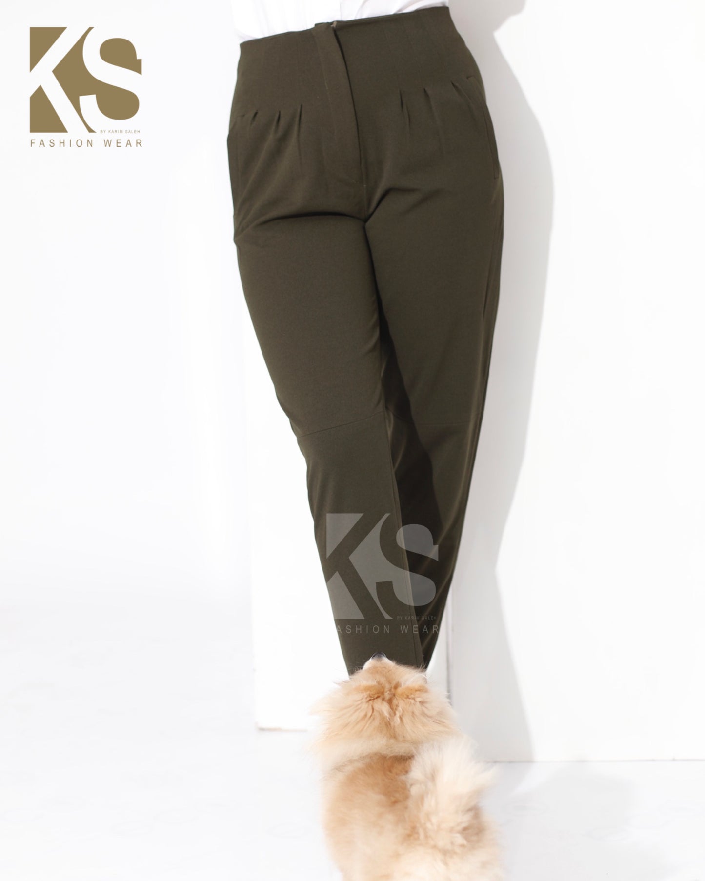 High Waist Trousers - Olive