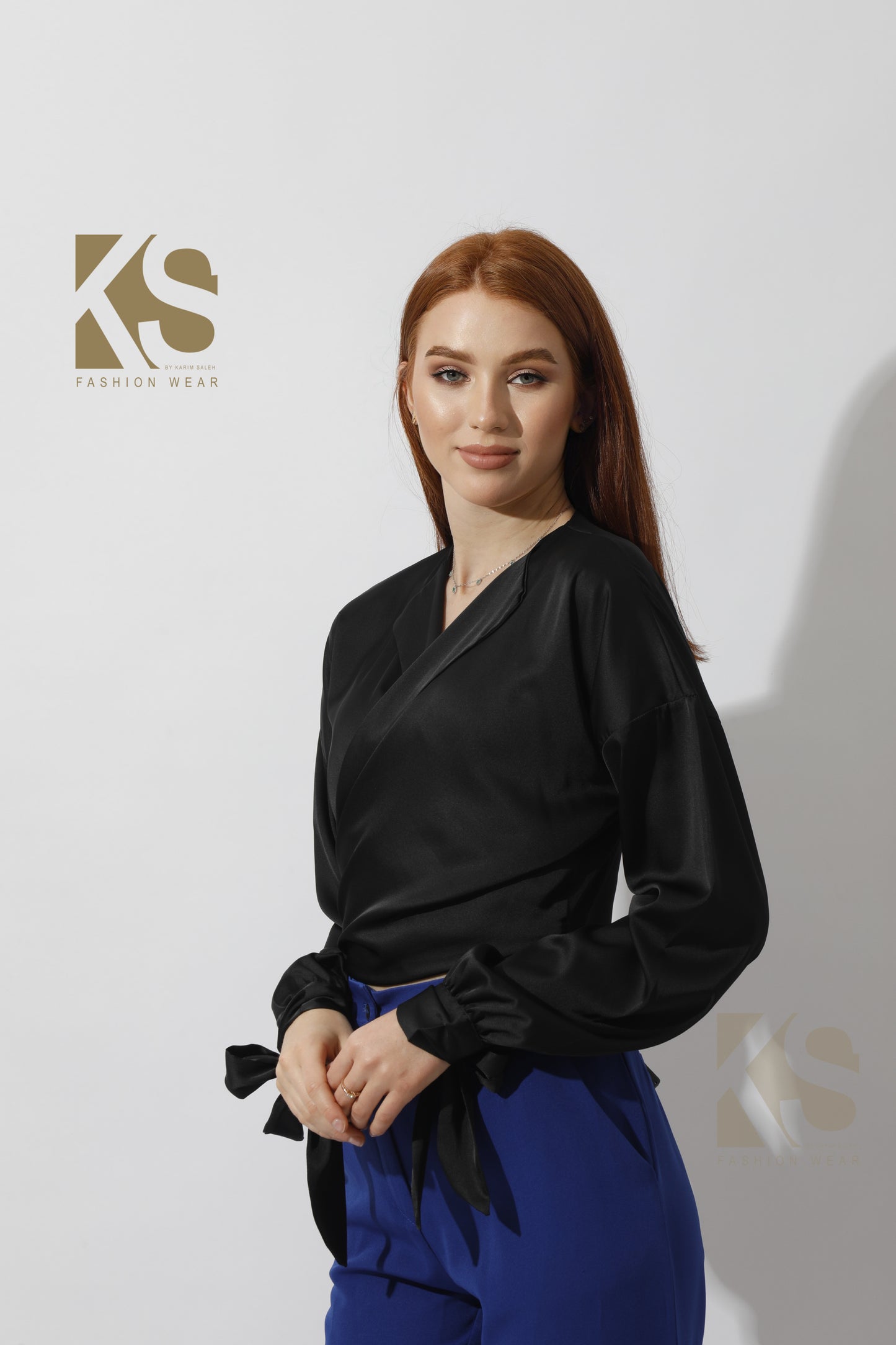 Wrap Tie Blouse - Black