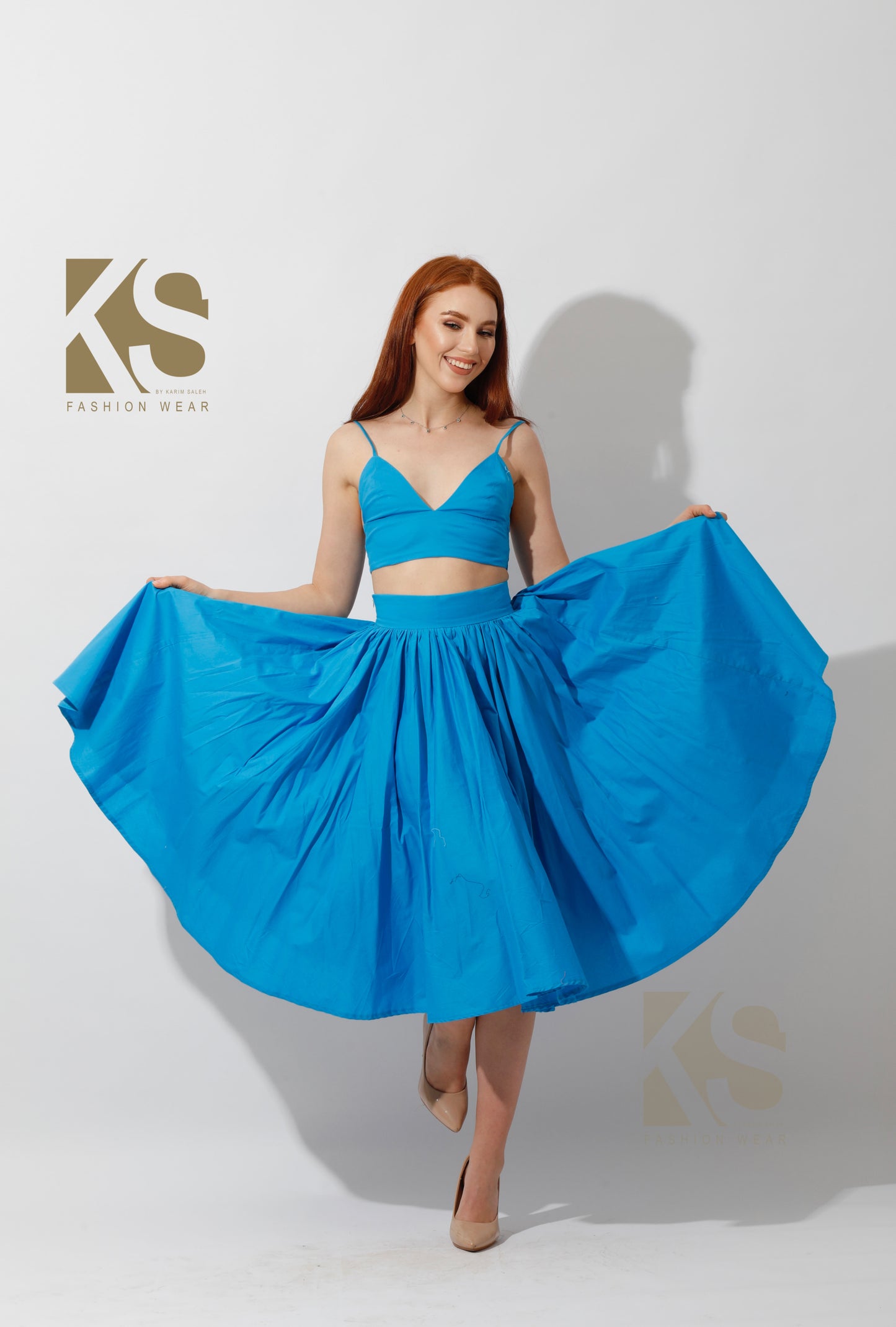 Co-Ord Flared Skirt - Blue
