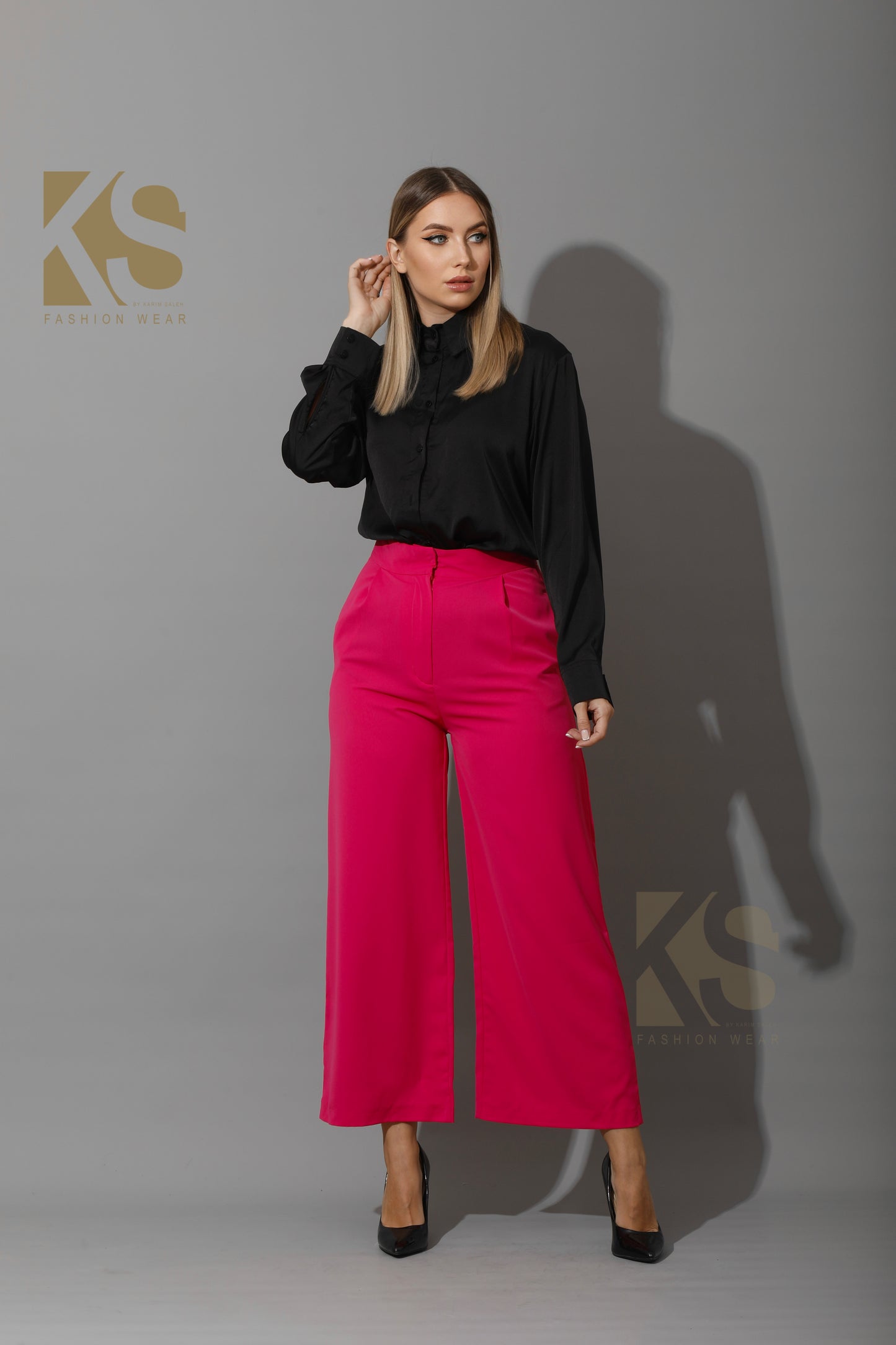 Wide Leg Trousers - Barbie Pink