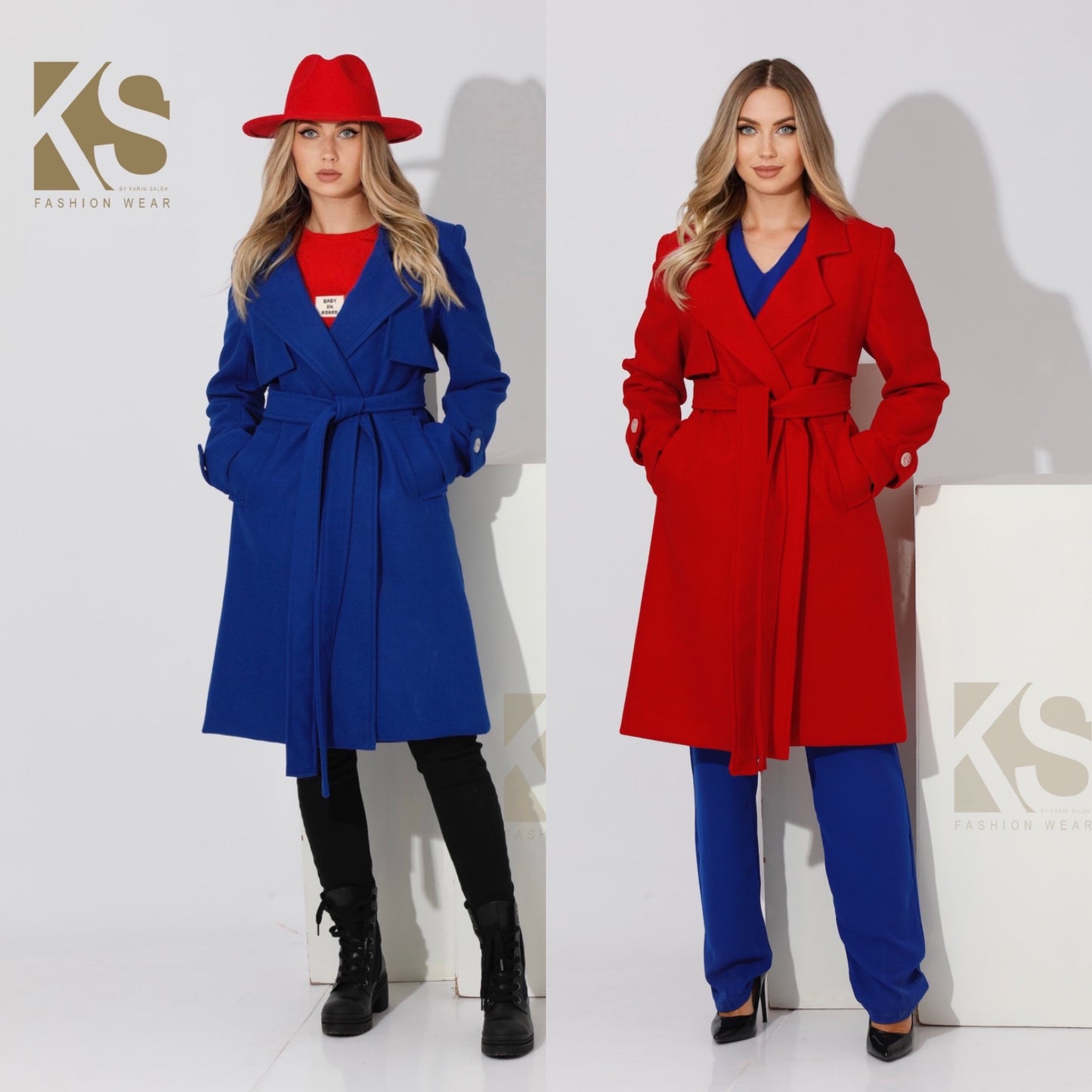 Wrapped Belted trench Coat - Red