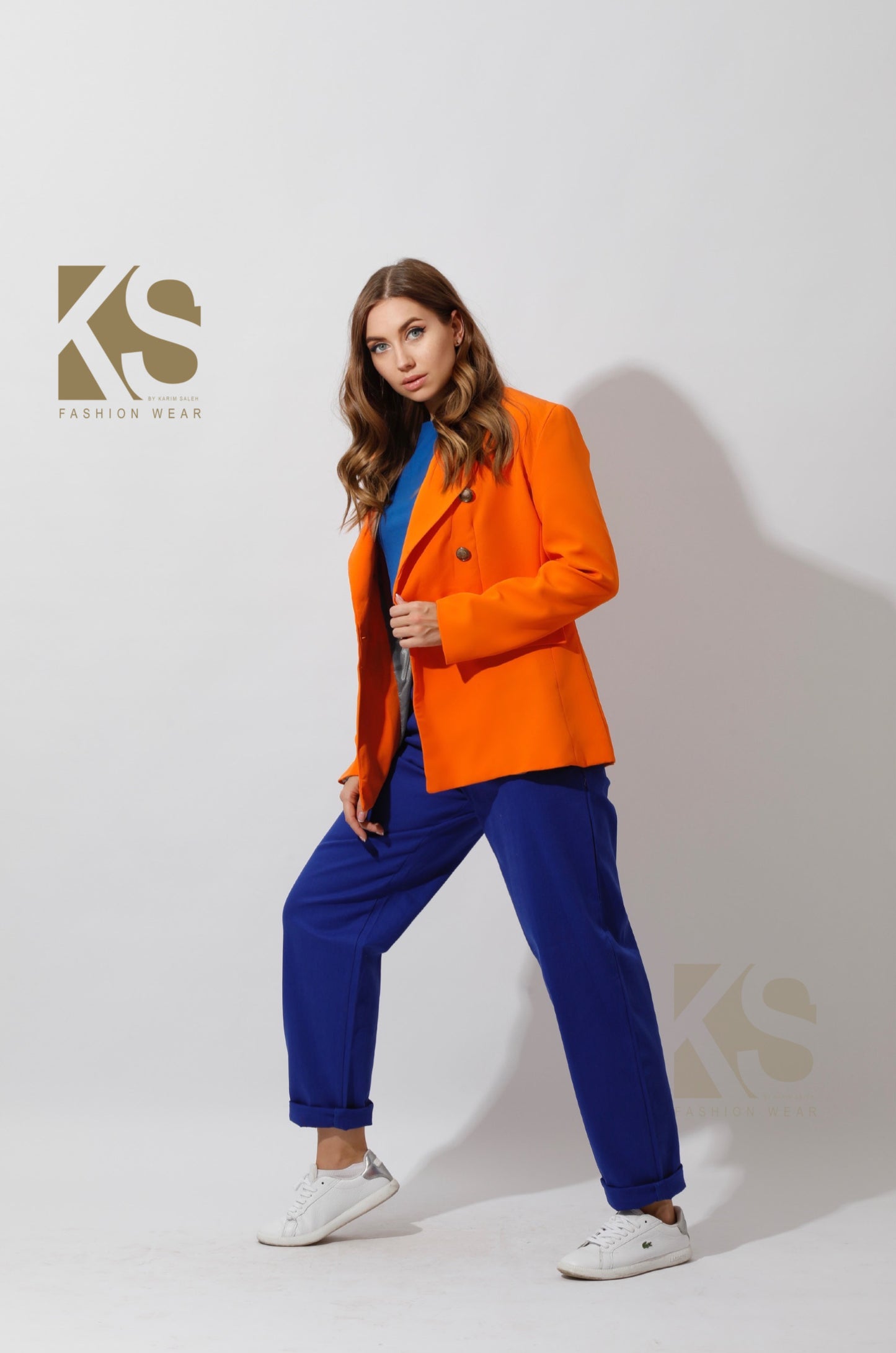 Double Breasted Blazer - Orange