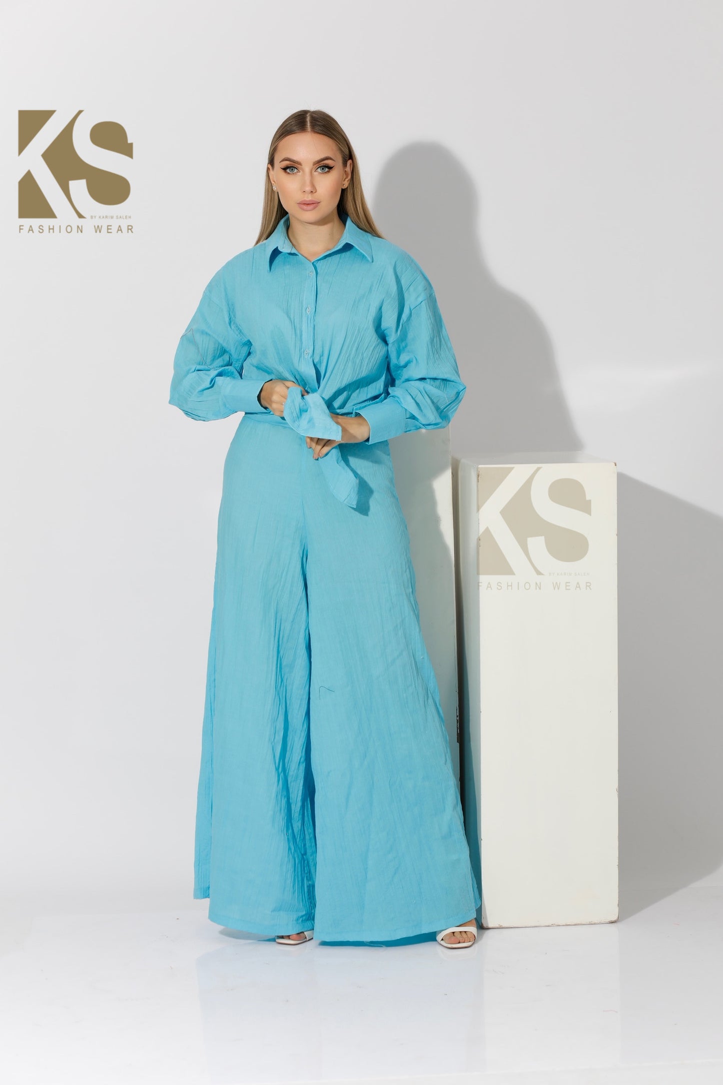 Co-ord Shirt & Trousers - Sky Blue