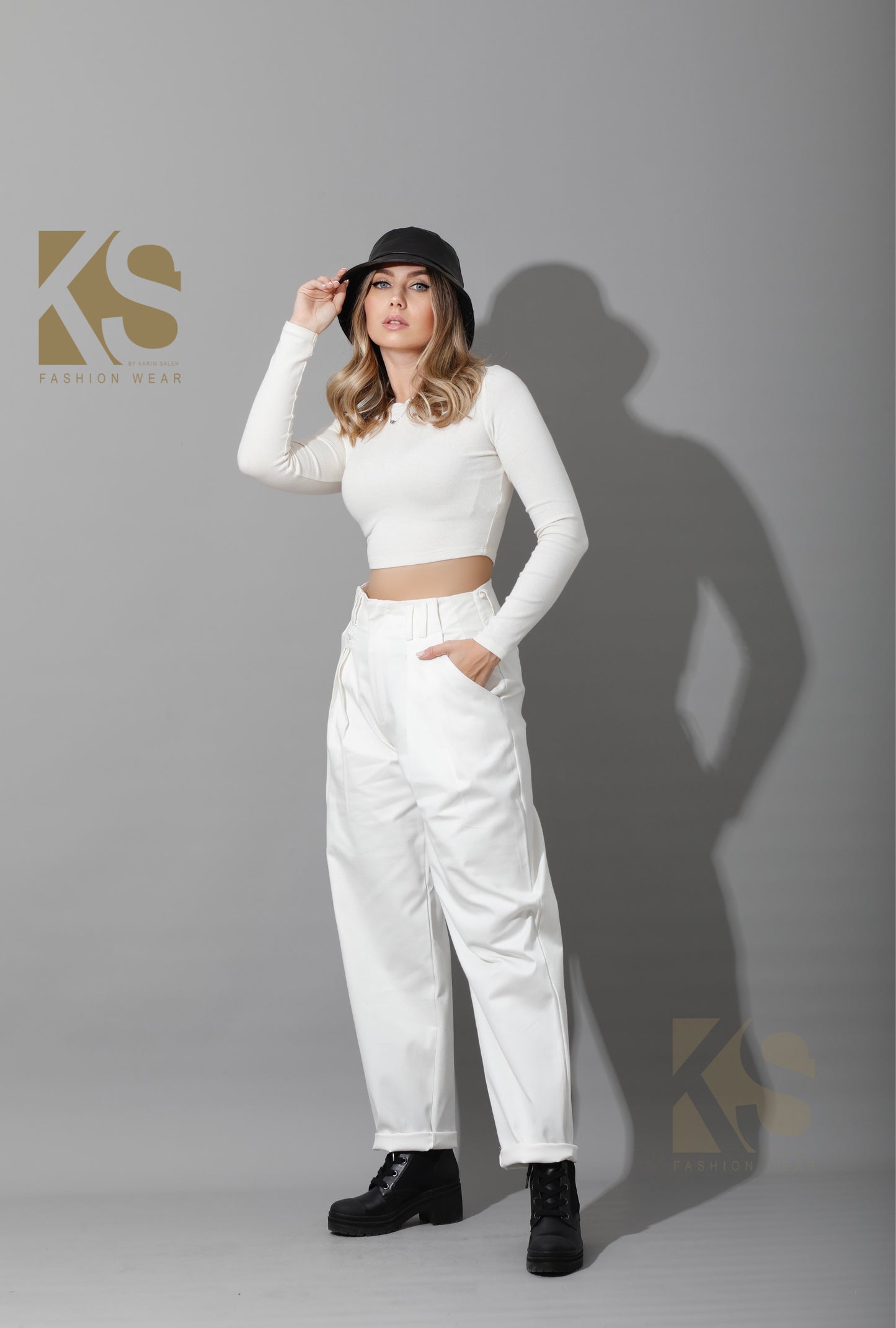High Rise Paper-Bag Pants - OffWhite