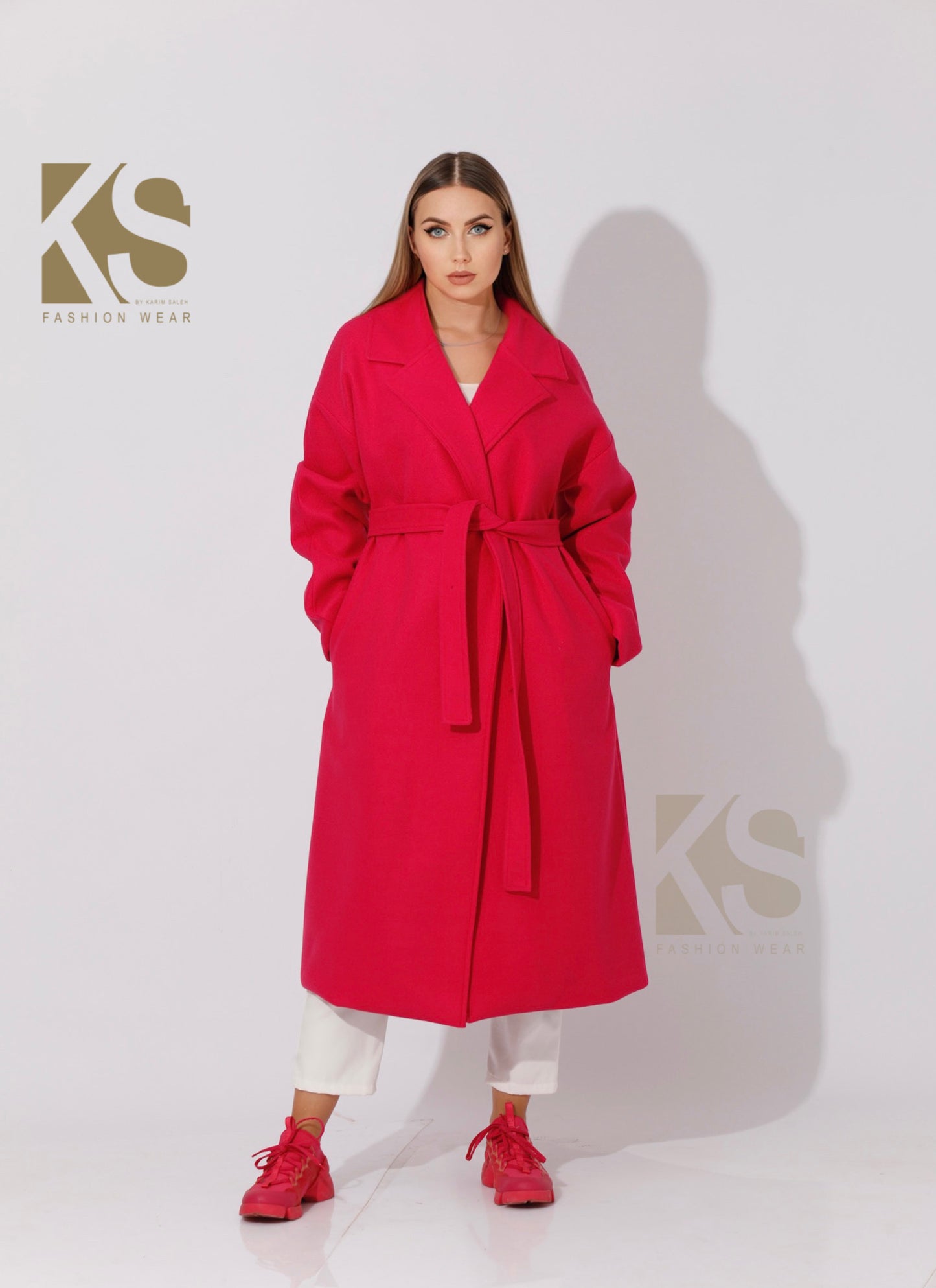 Oversized Wrapped Coat - Barbie Pink