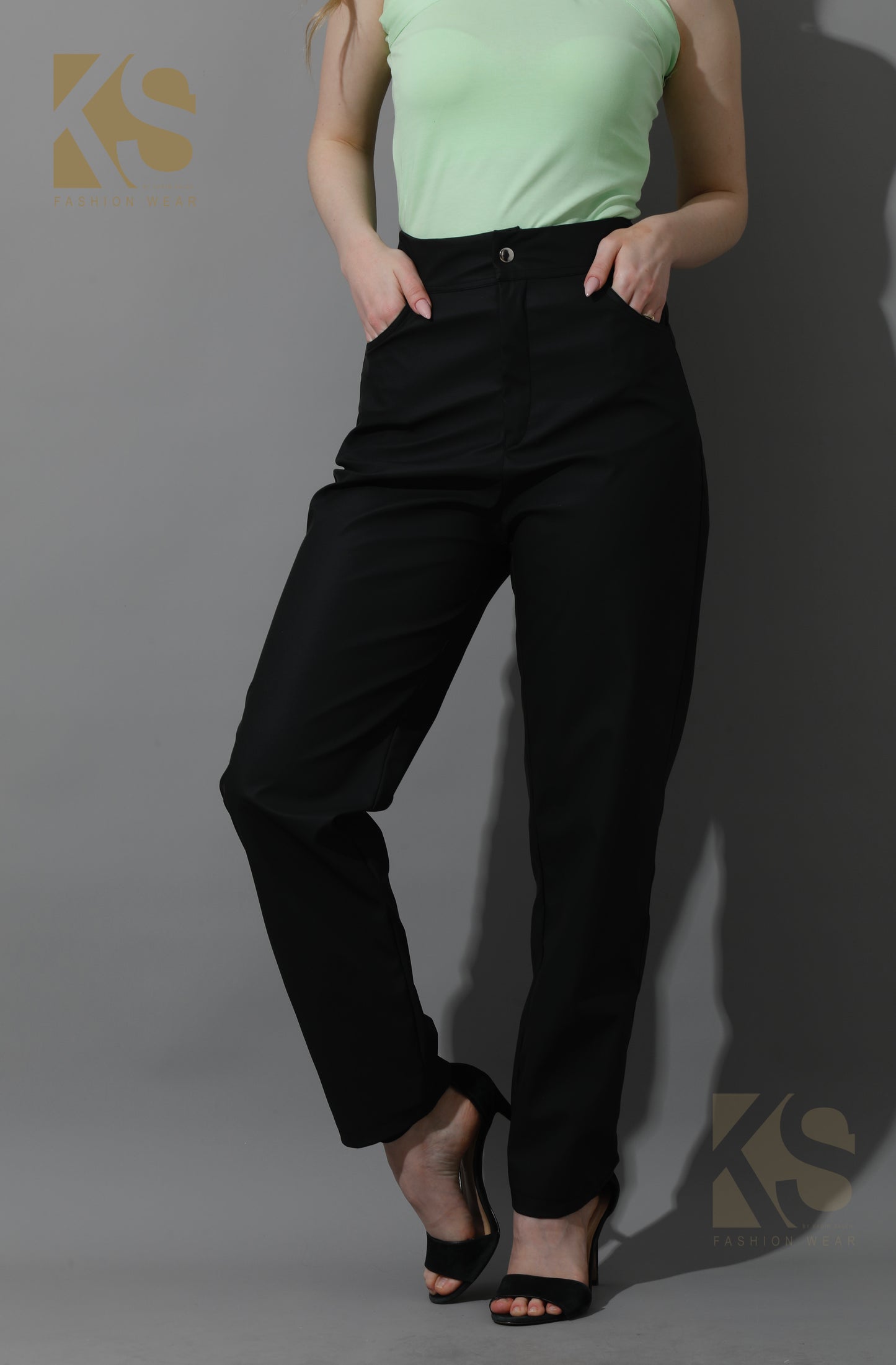Leather Slim-Fit Trousers - Black
