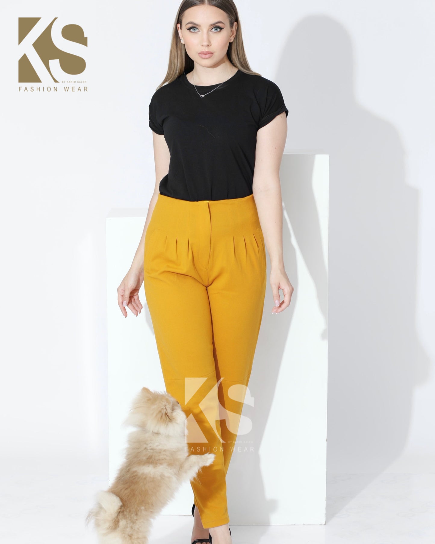 High Waist Trousers - Yellow