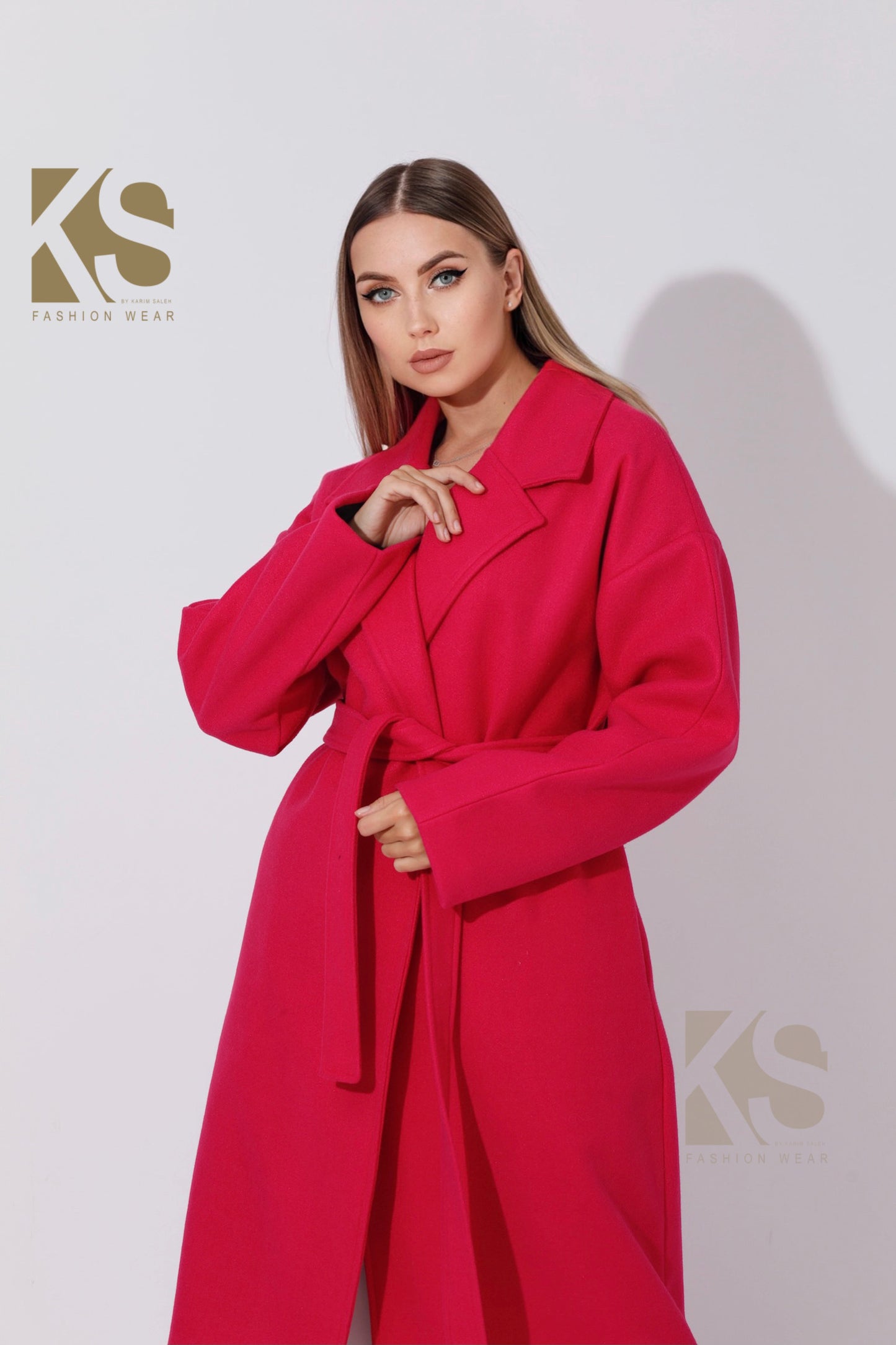Oversized Wrapped Coat - Barbie Pink