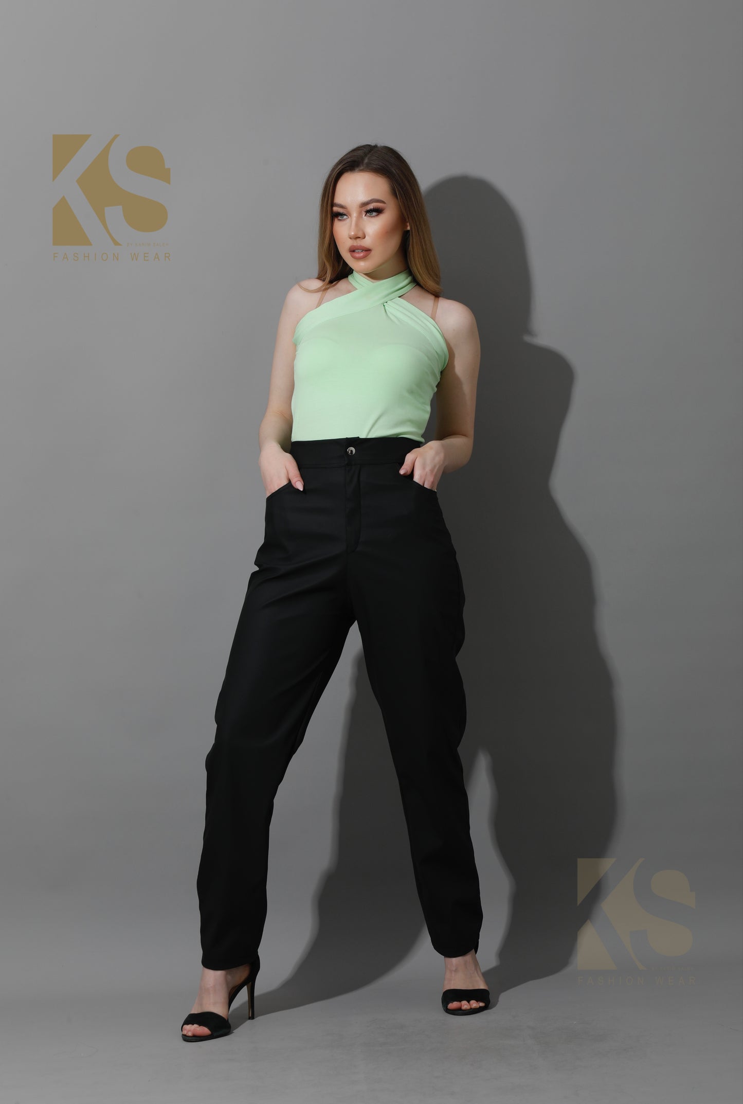 Leather Slim-Fit Trousers - Black