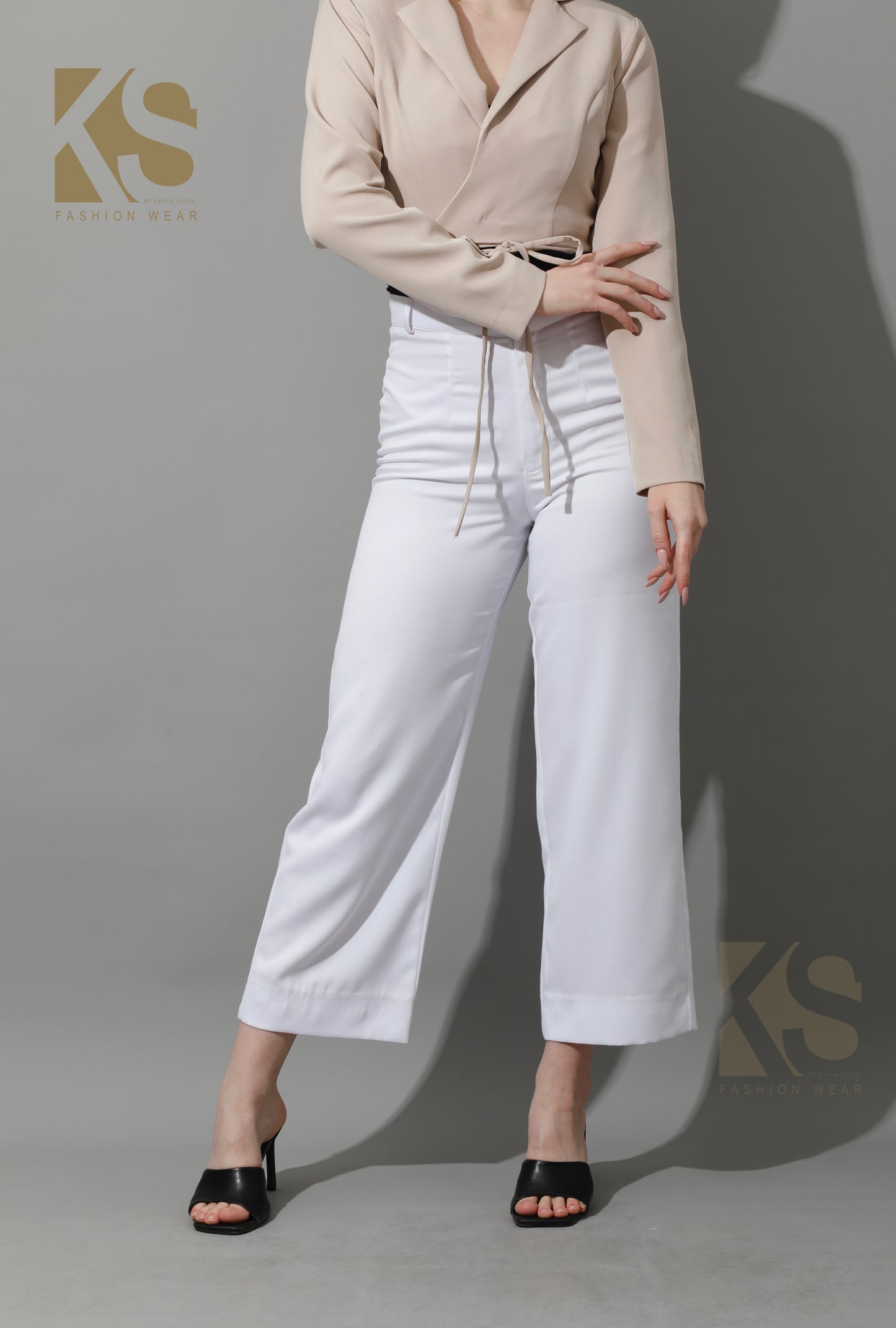 Cropped wide leg pants - White