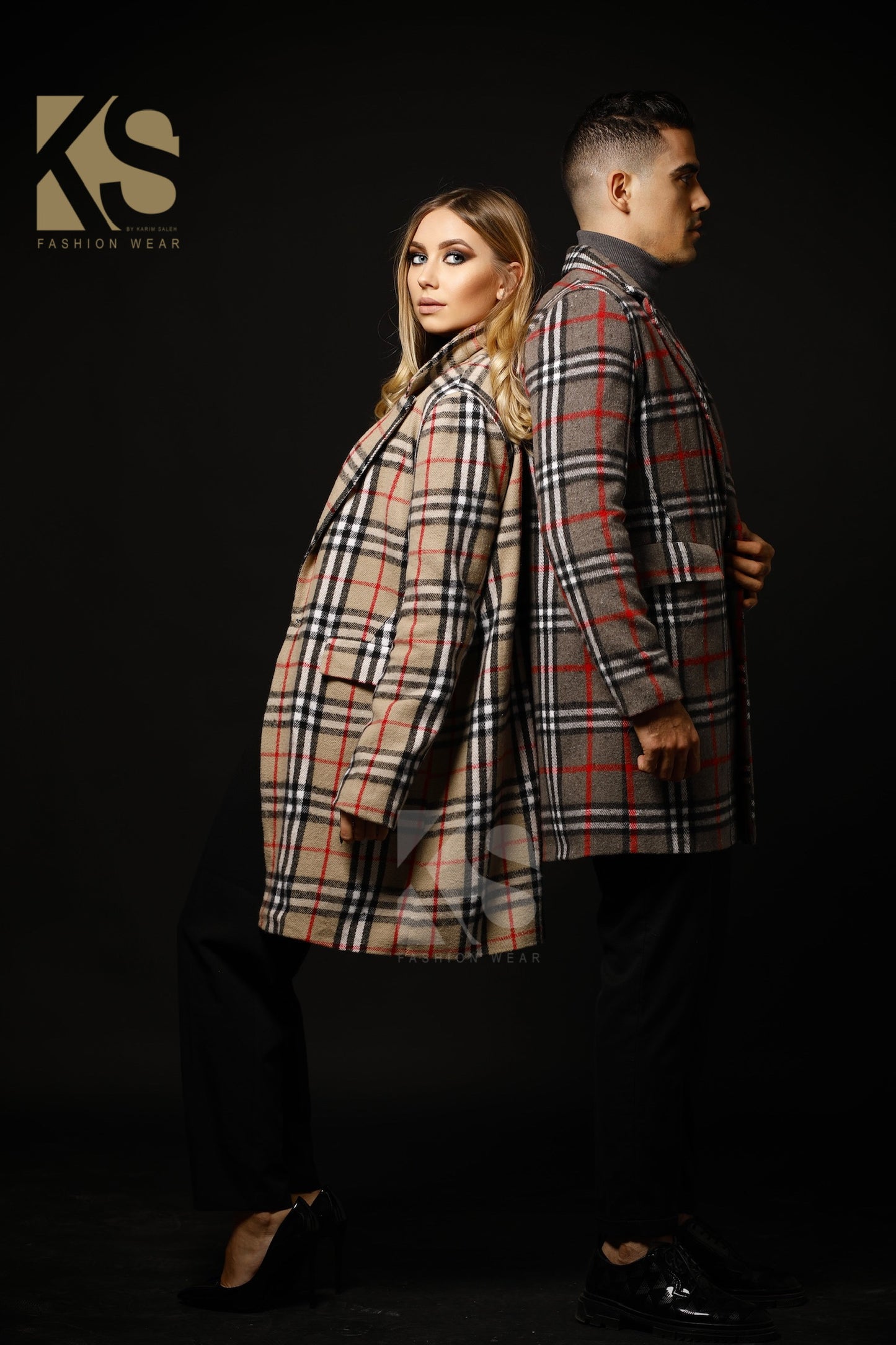 Men Short Checks Coat - Gray