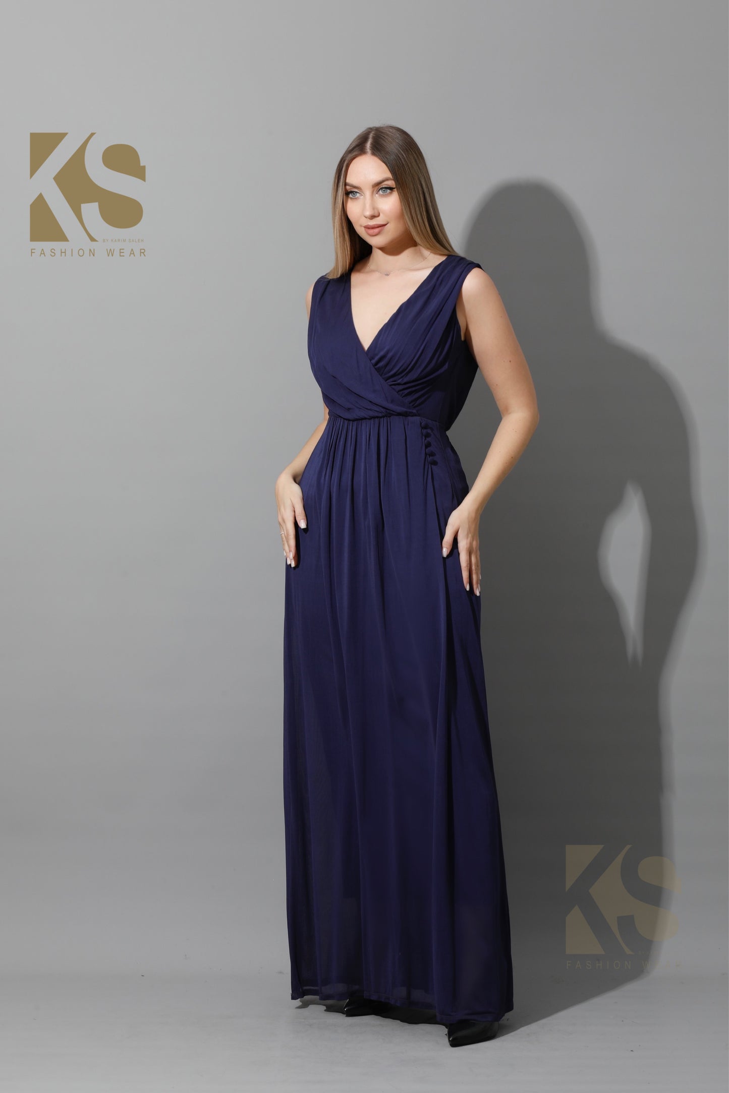 KOMA Designs : Chiffon Maxi Dress - Navy