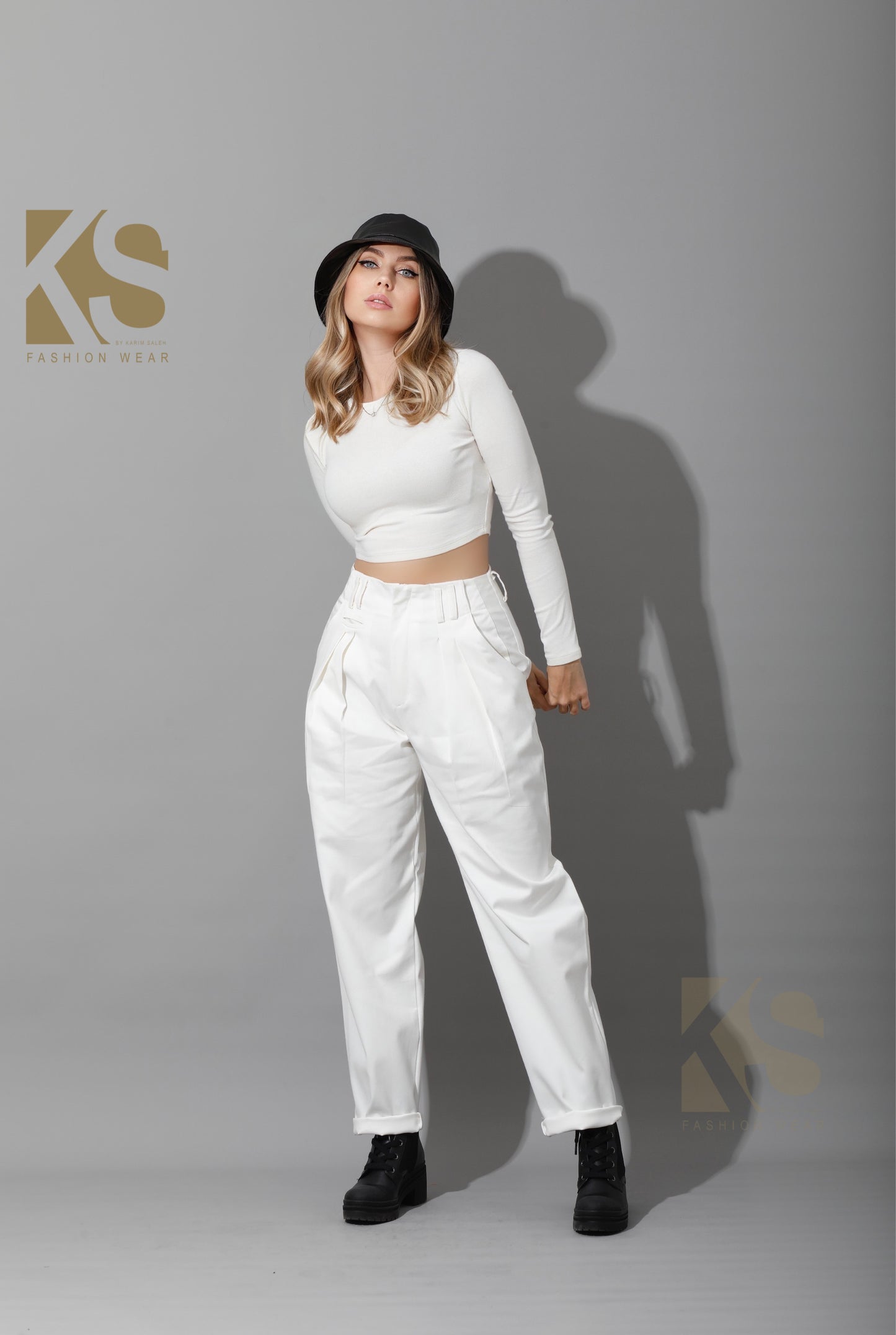 High Rise Paper-Bag Pants - OffWhite
