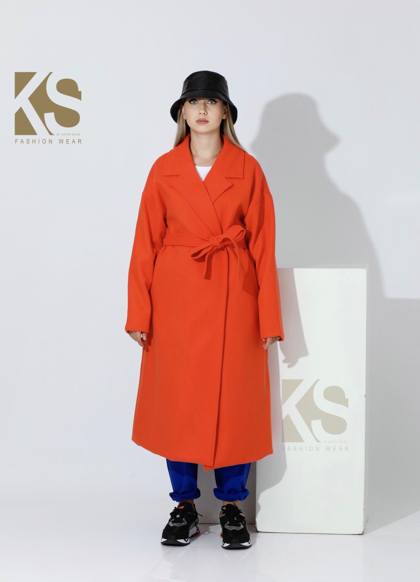 Oversized Wrapped Coat - Orange