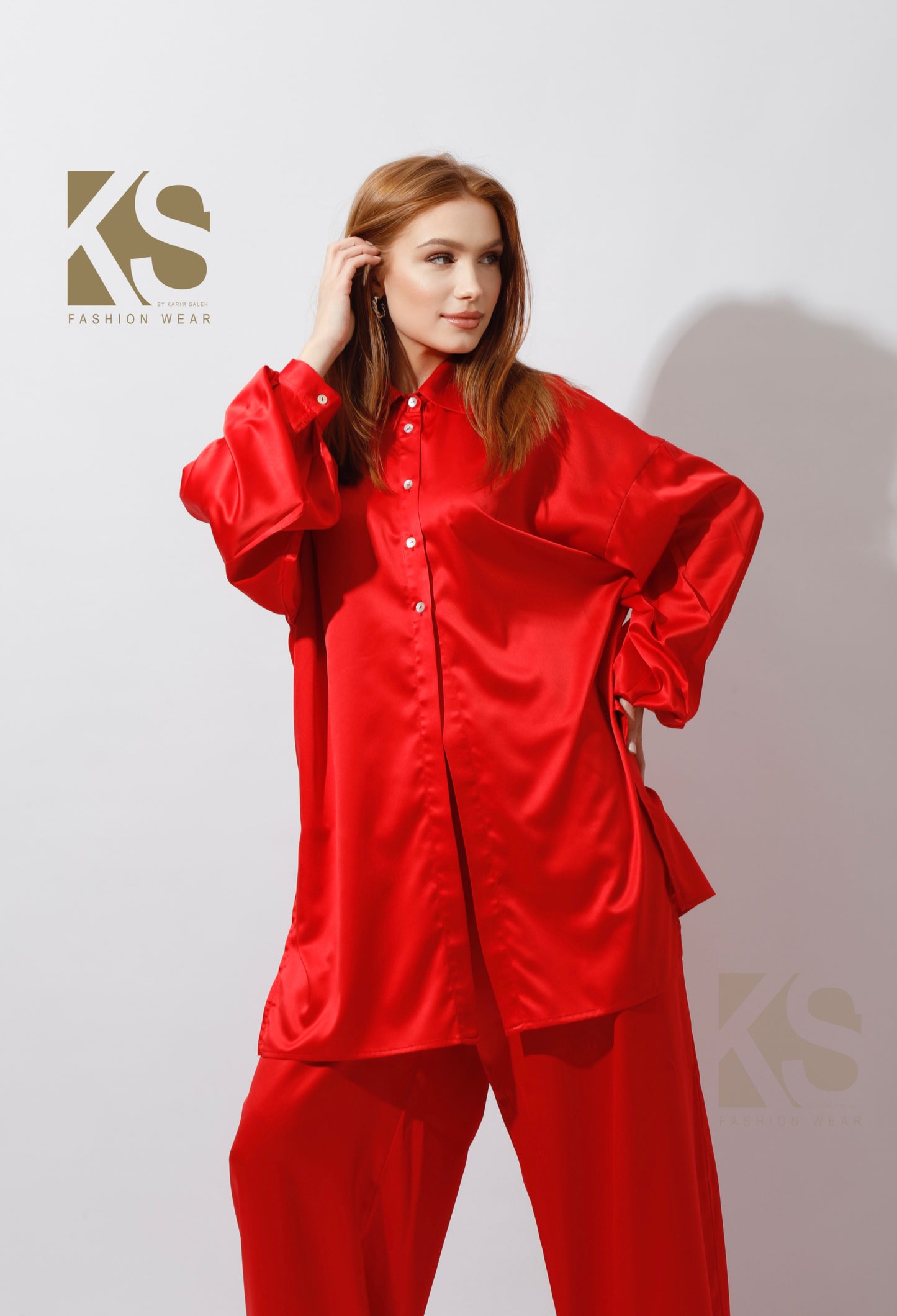 Co-ord Satin Set - Red