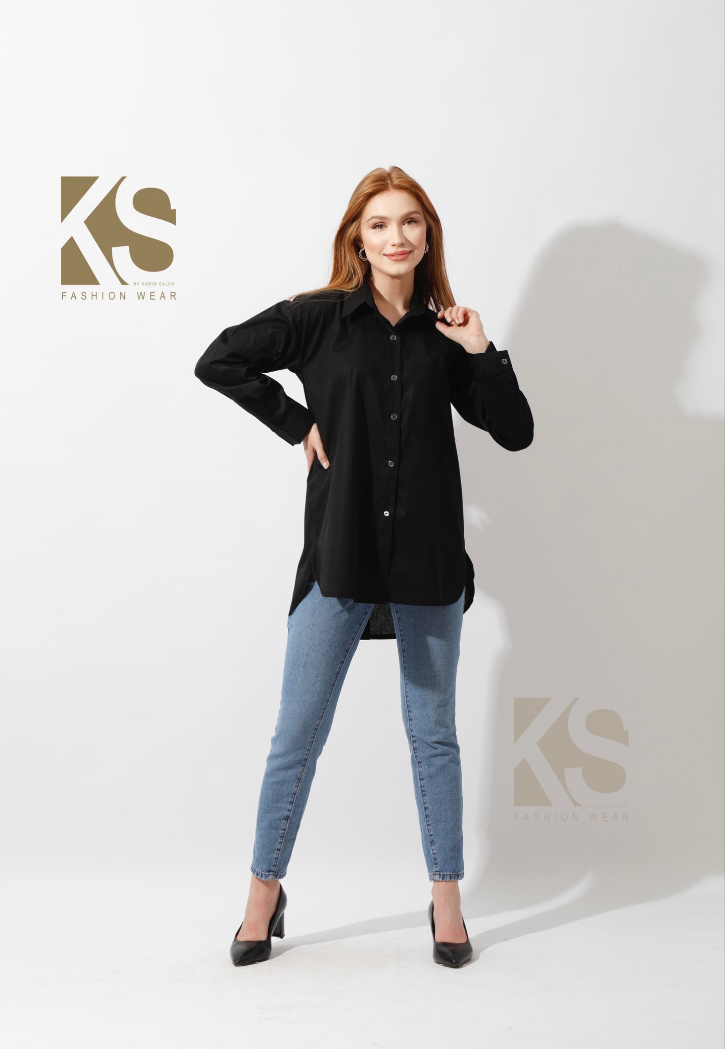 Buttons Back Shirt - Black