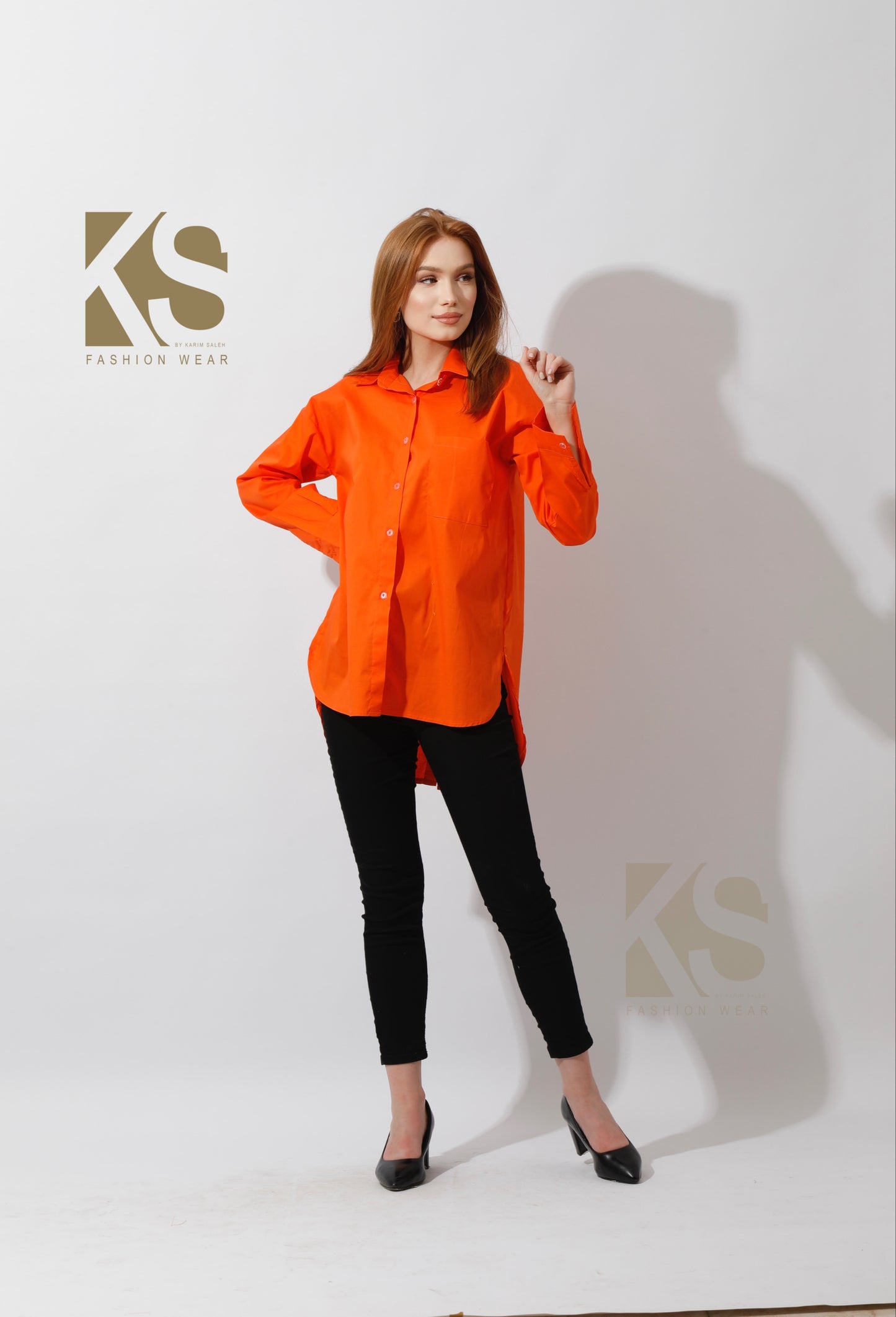 Buttons Back Shirt - Orange