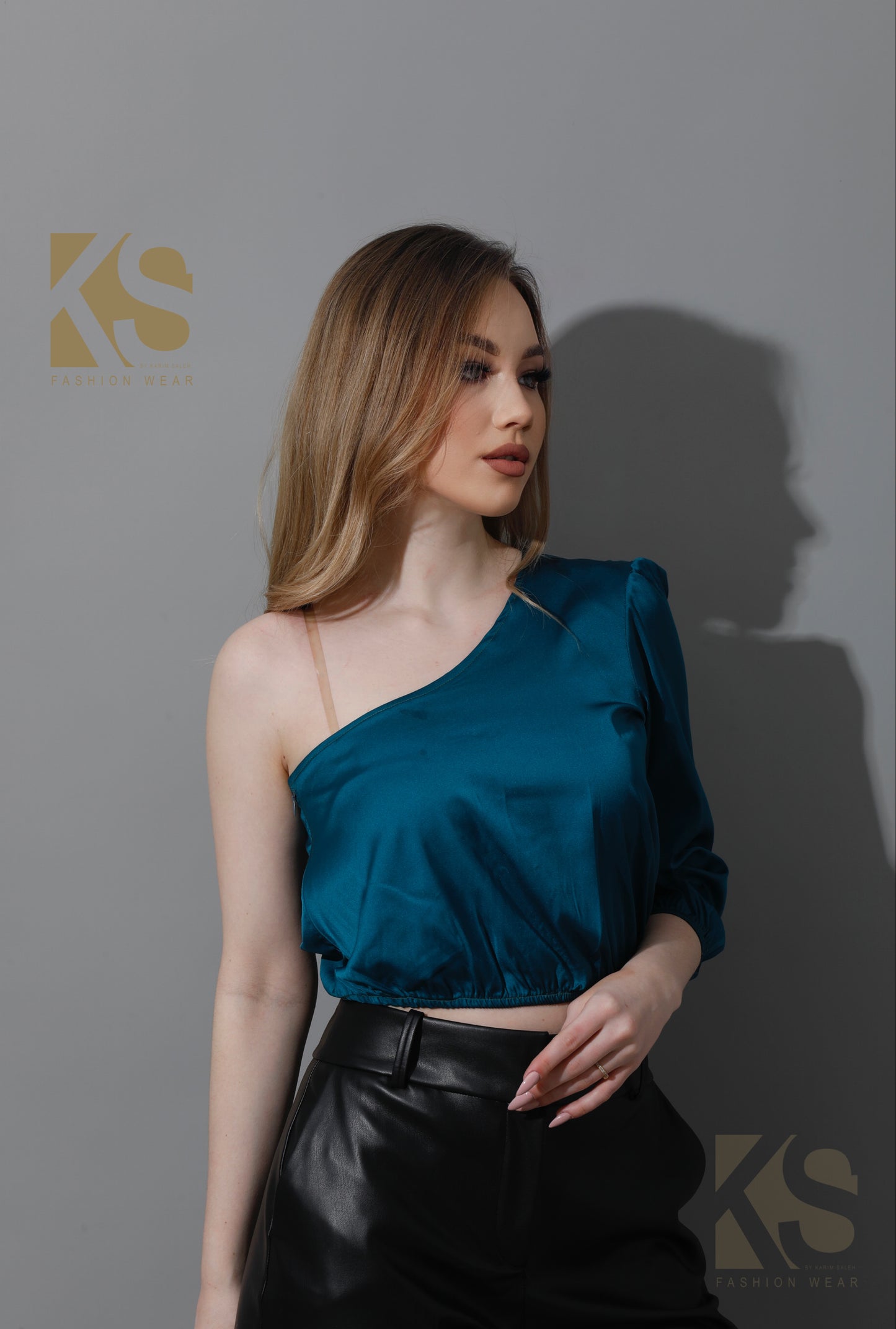 One Shoulder Blouse - Dark Green