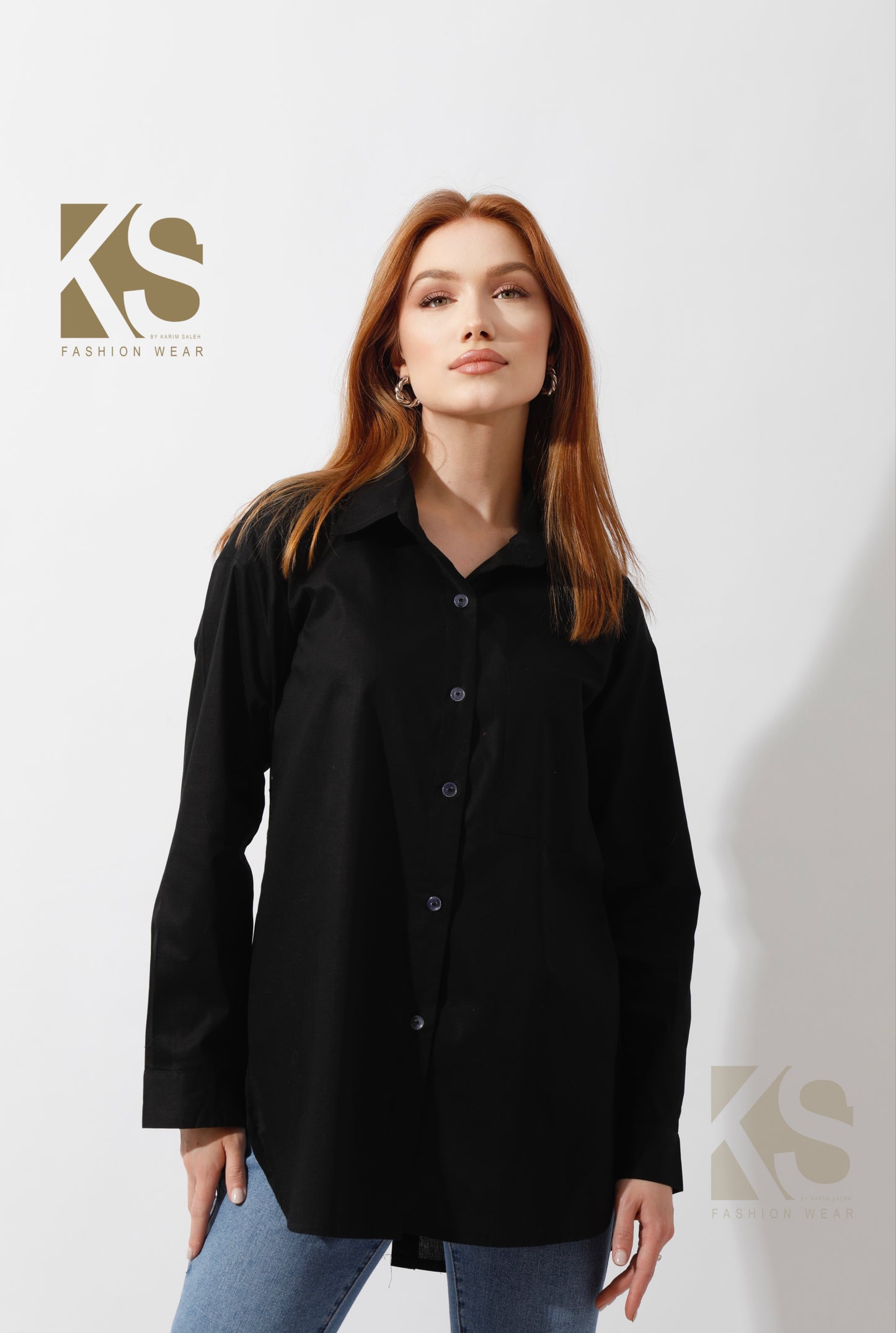 Buttons Back Shirt - Black