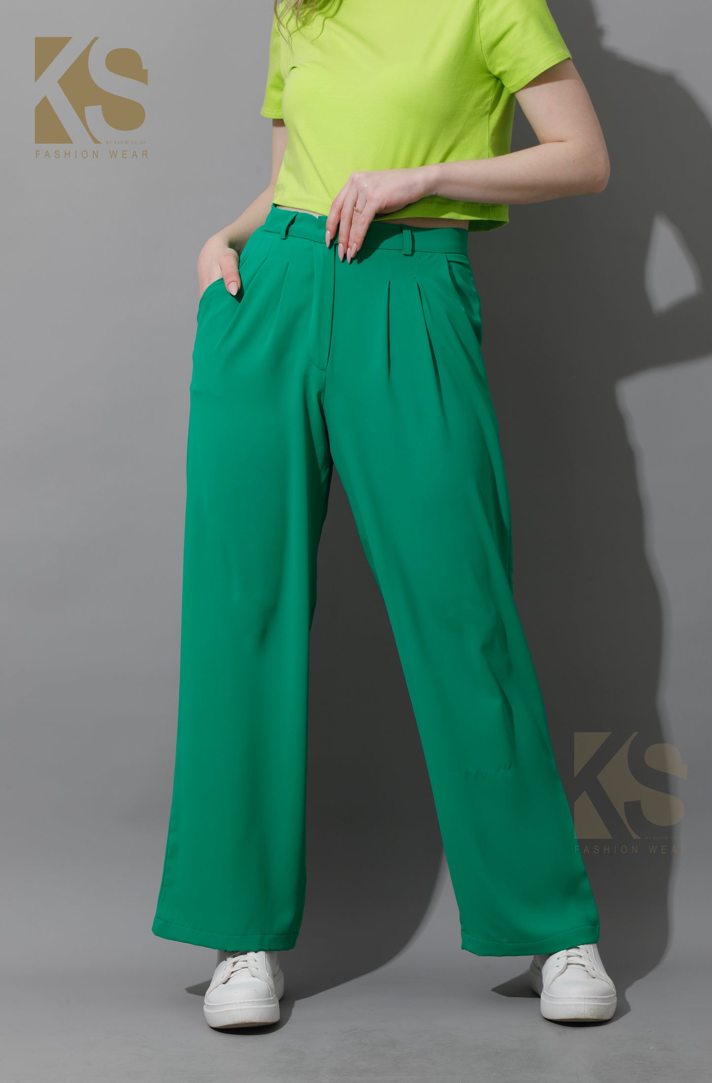 Straight Fit Trousers - Green
