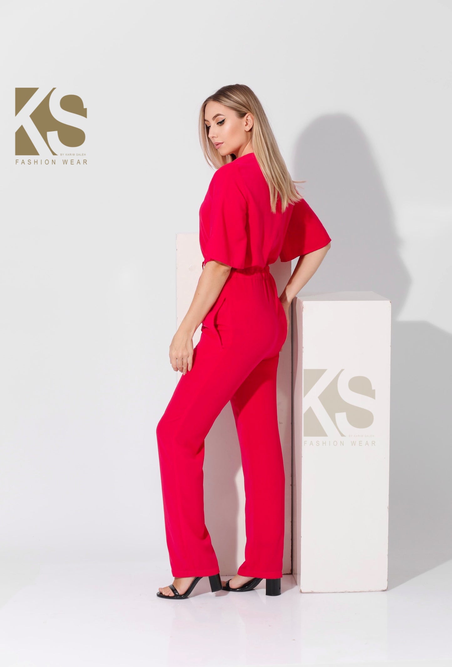 Half sleeves Jumpsuit - Barbie Pink