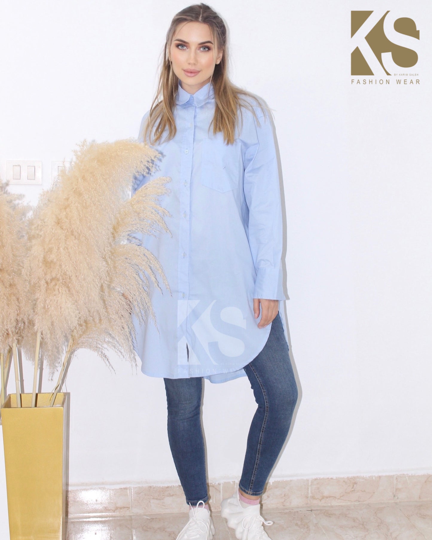 Oversized Shirt Dress - Baby Blue