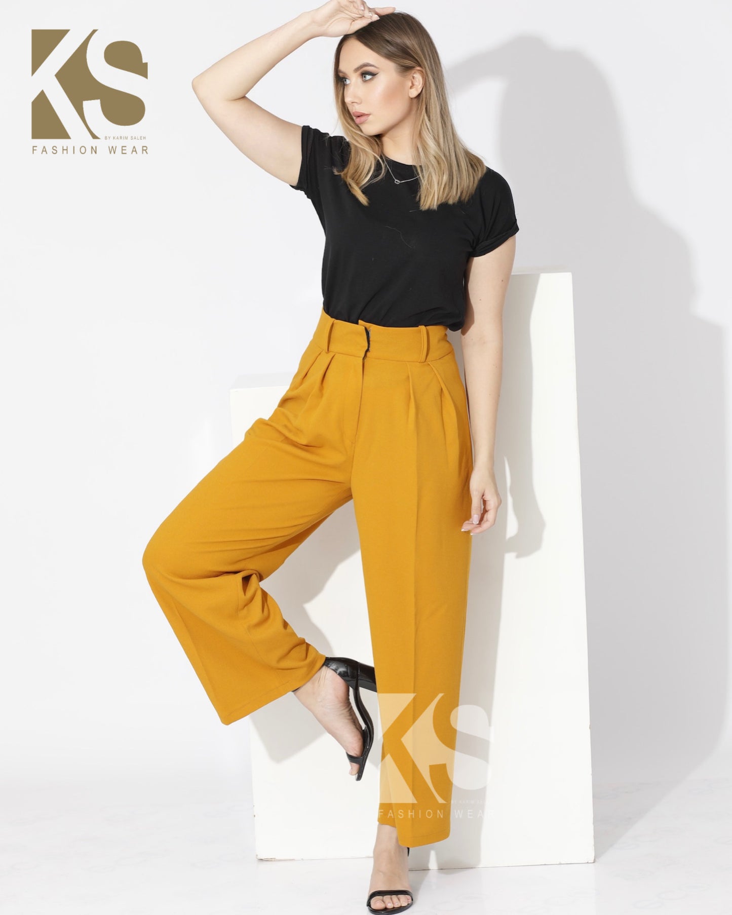 High Waist Trousers - Yellow
