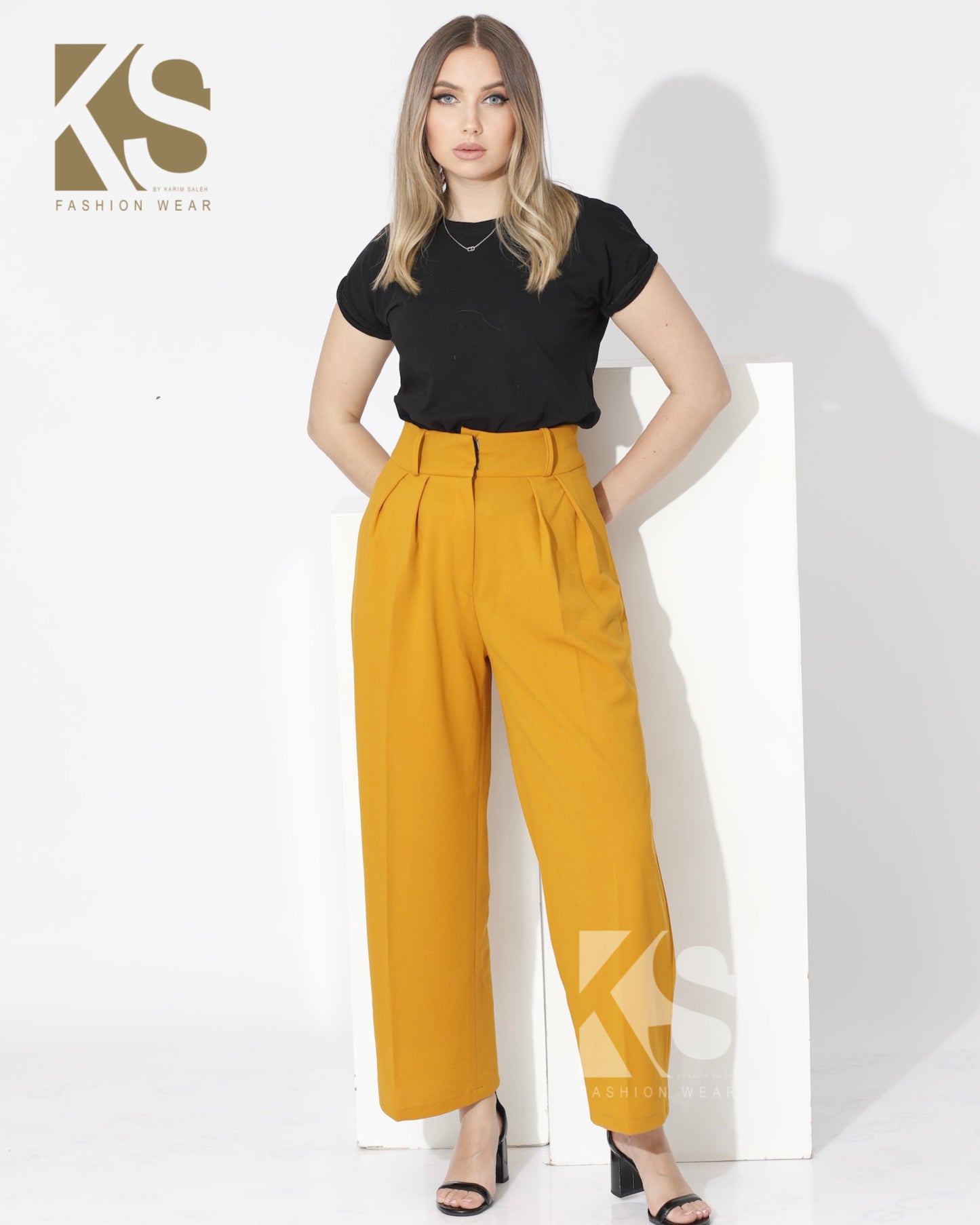 High Waist Trousers - Yellow