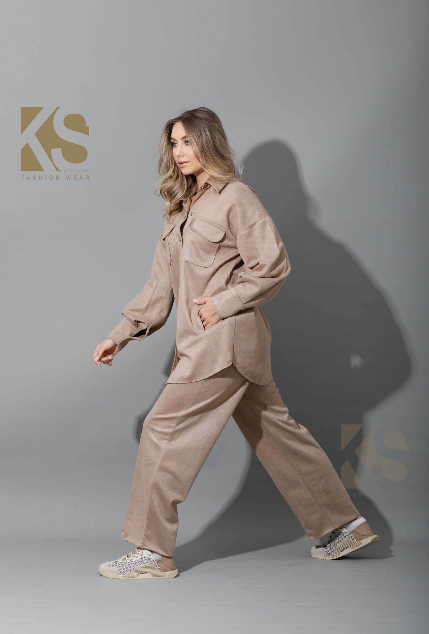 Suede Trousers - Beige