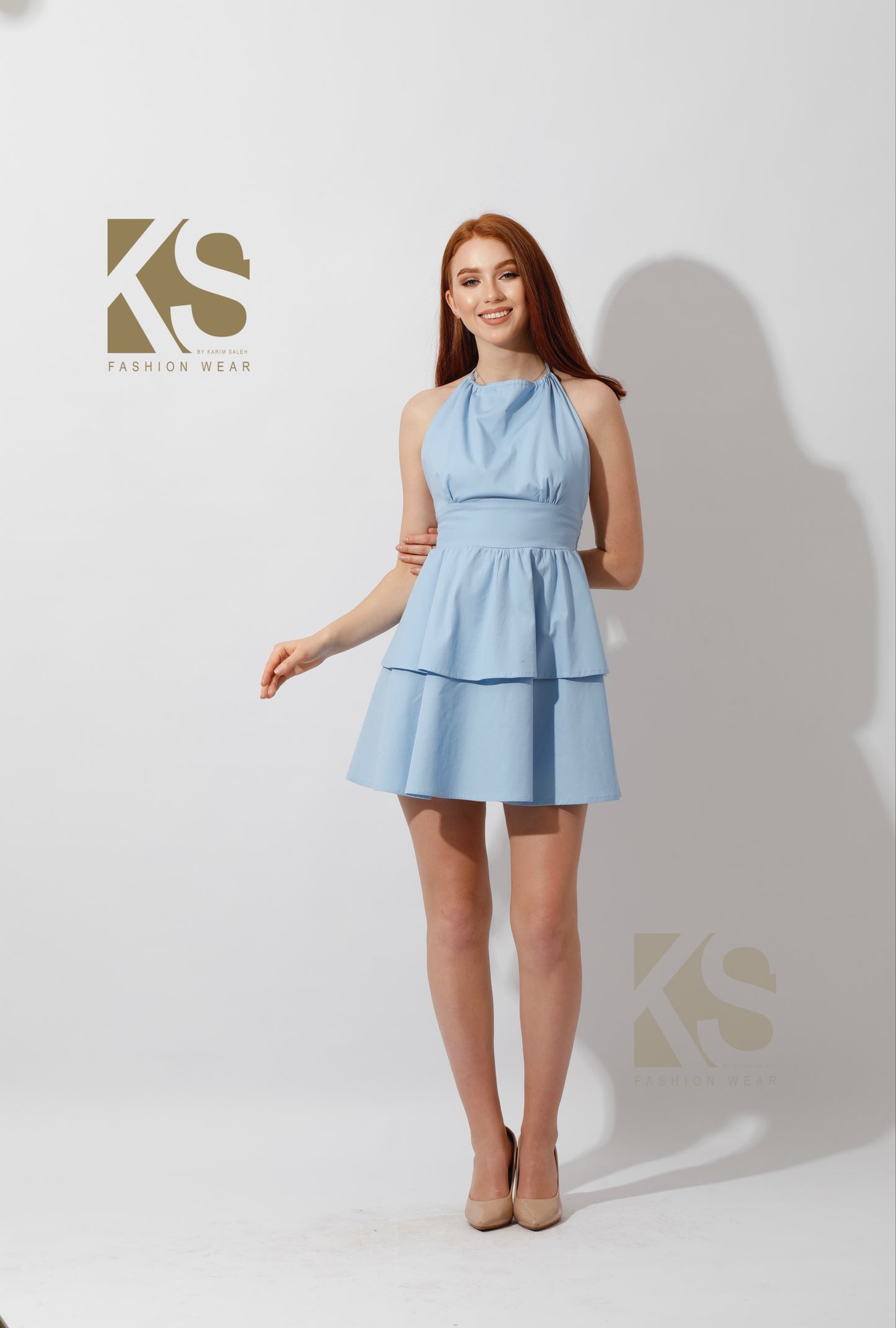 Short Backless Dress - Baby Blue