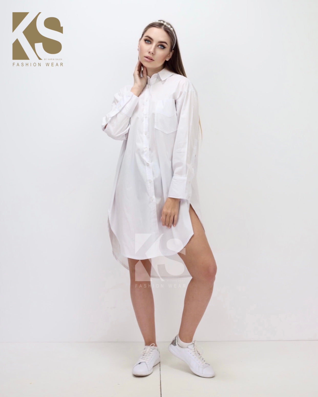 Oversized Shirt Dress - White