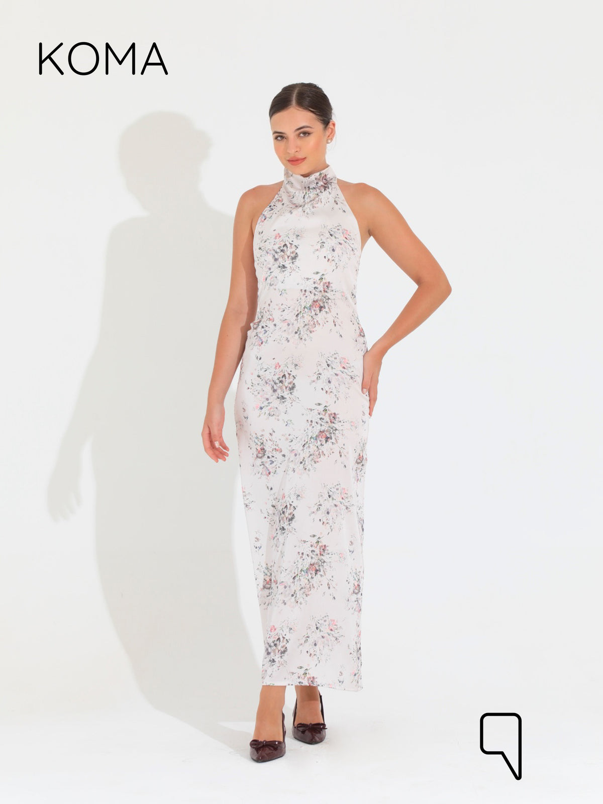Dahlia Floral Backless Dress - Multicolored White