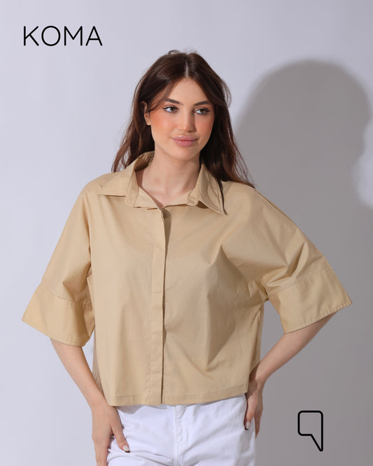 Ashton Poplin Shirt - Beige