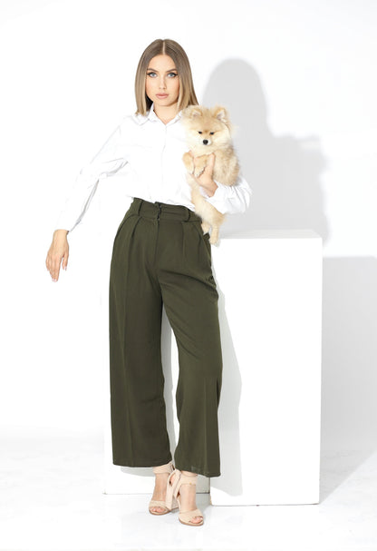 High Waist Trousers - Olive