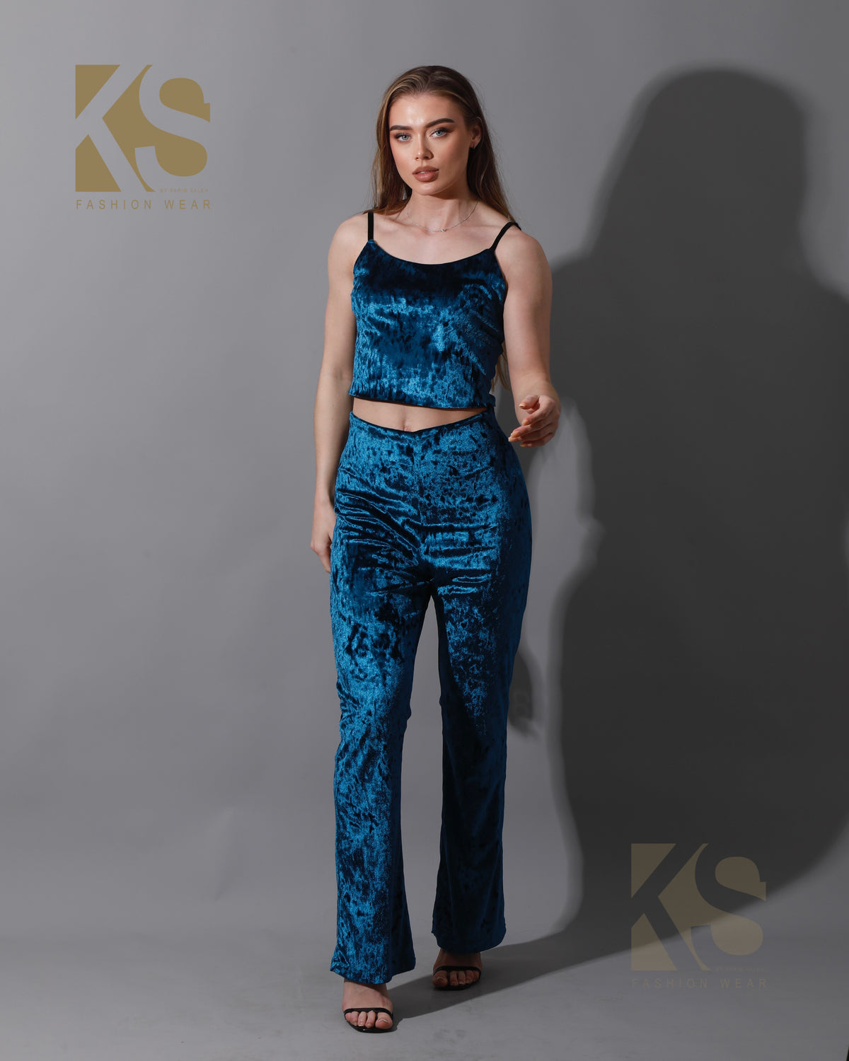 Velvet Crop Top - Petrol