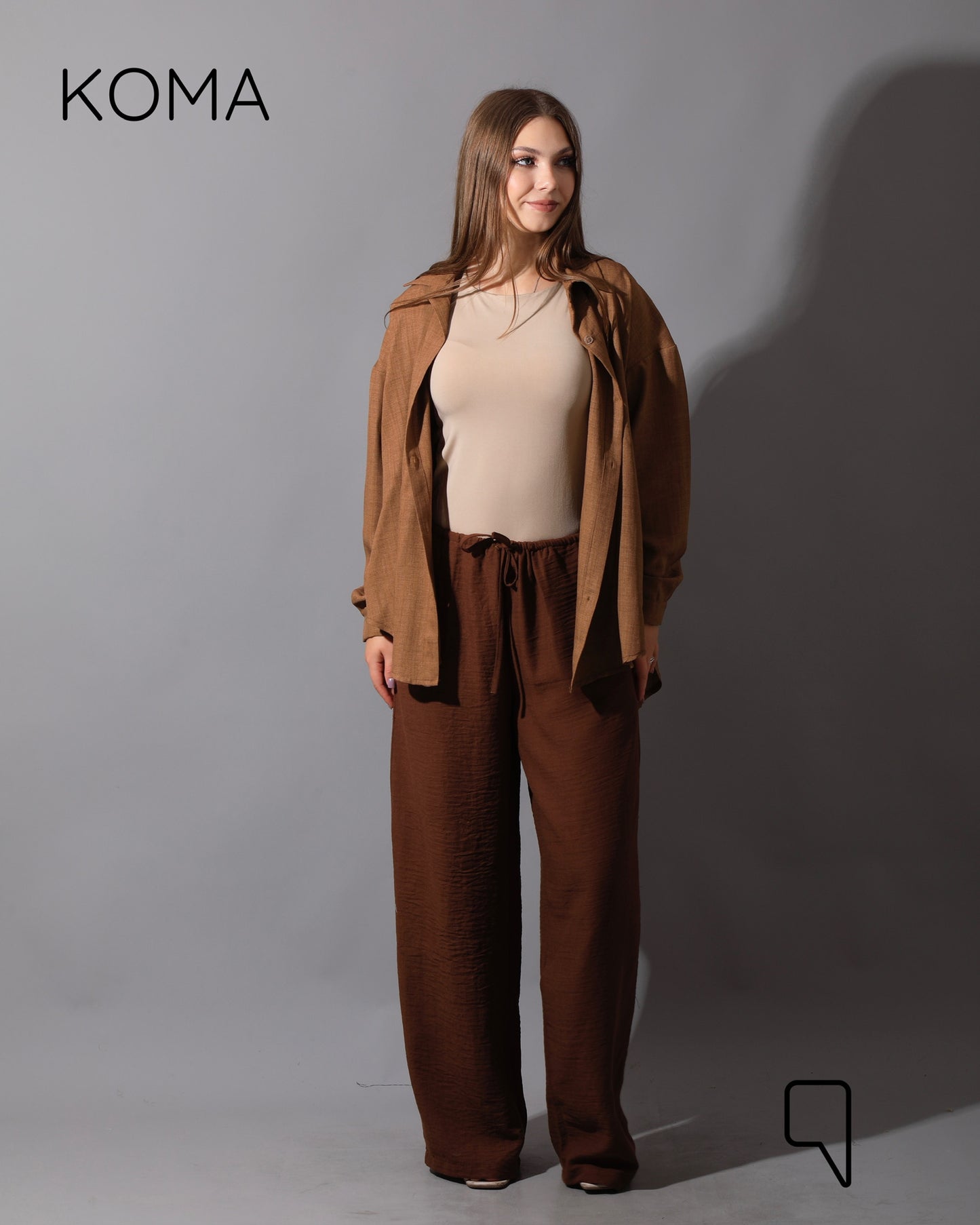 Textured Long Sleeves Shirt - Brown