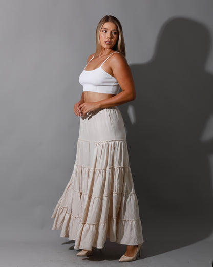 Tied Up Ruffle Skirt - Beige