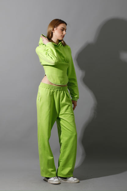 Corset Hoodie Set - Lime Green
