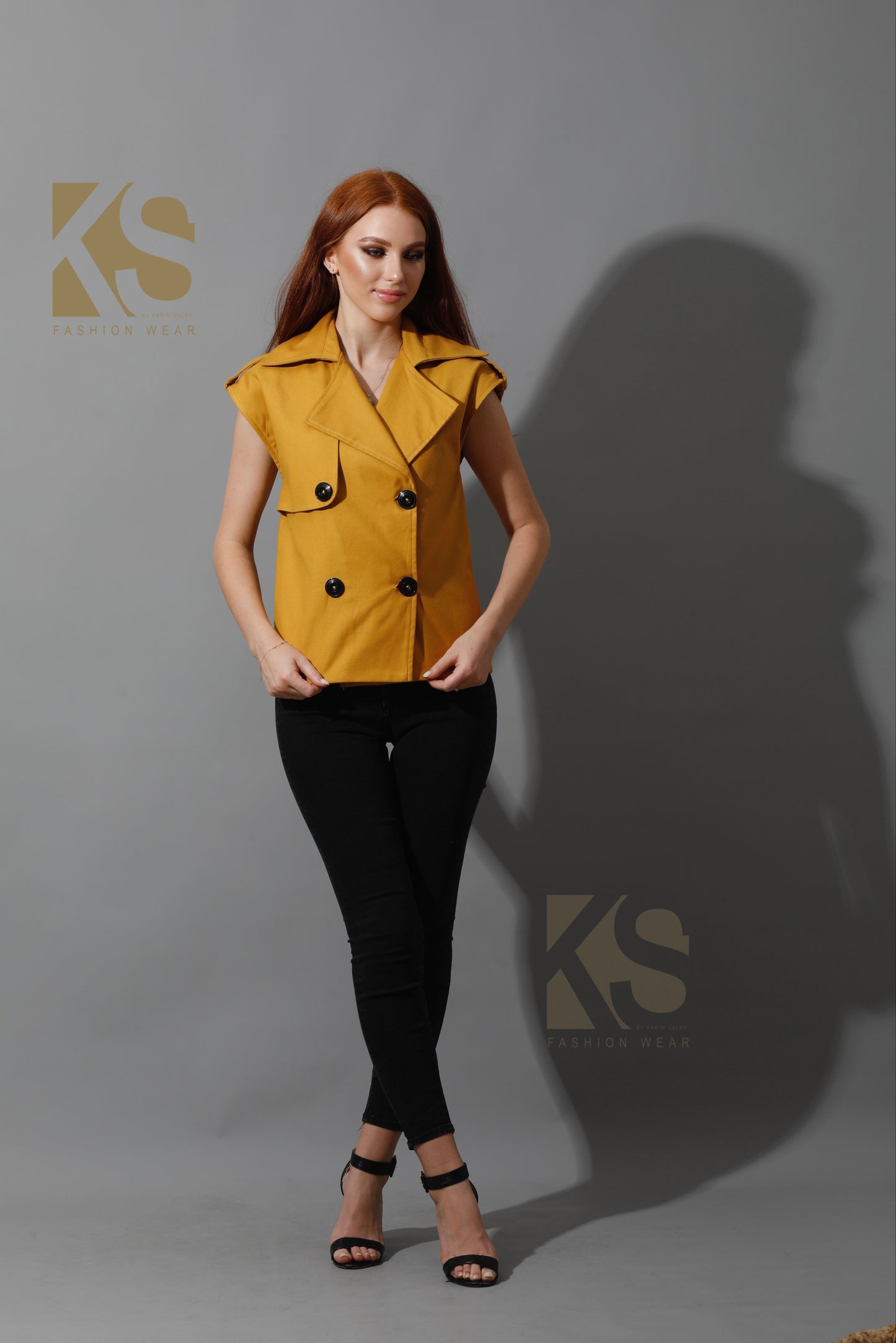 Double Breasted Vest - Mustard