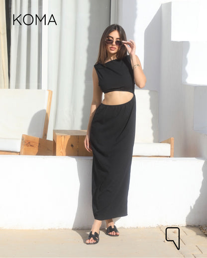 Paulina Cutout Beach Dress - Black