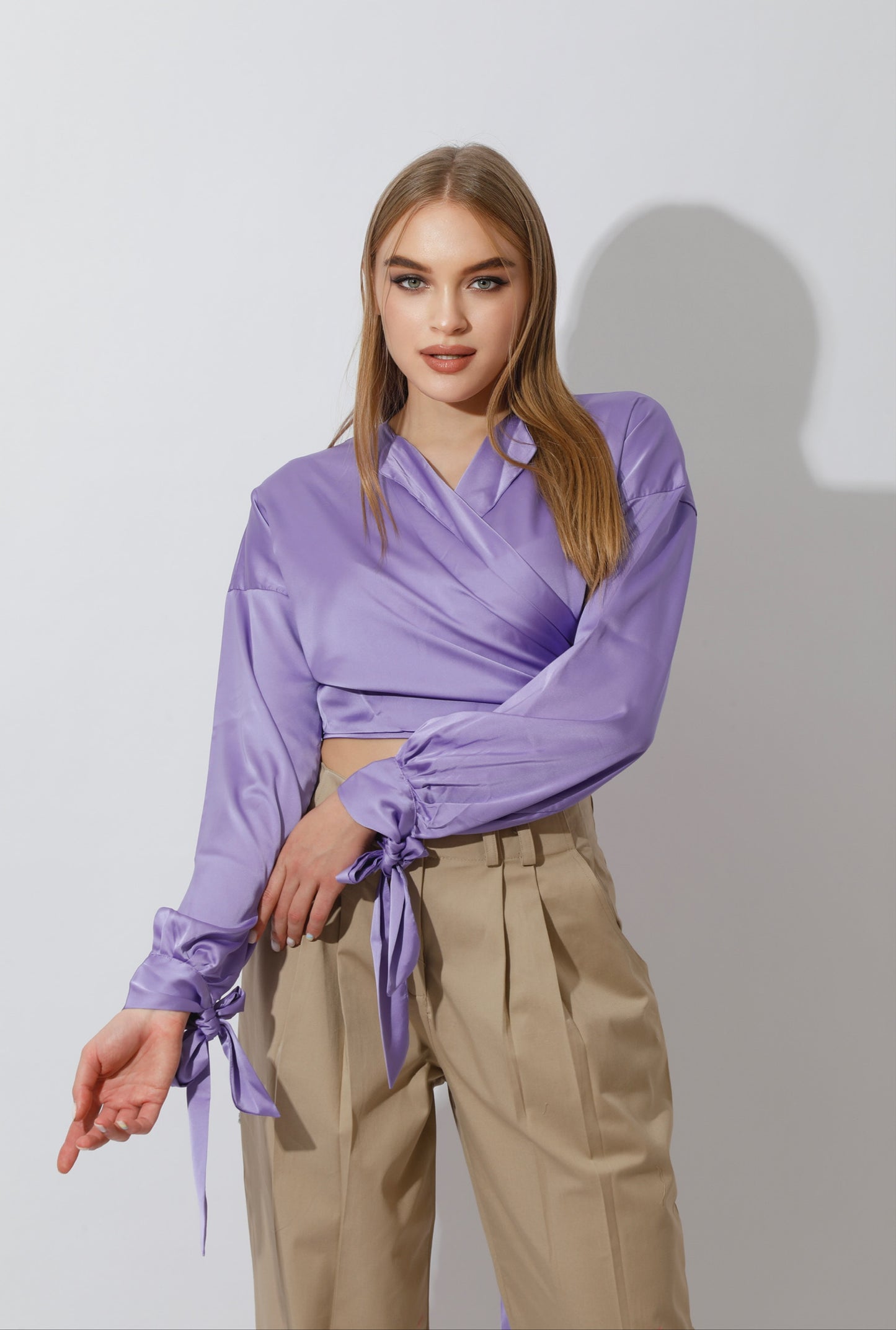 Wrap Tie Blouse - Lavender