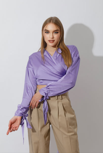Wrap Tie Blouse - Lavender