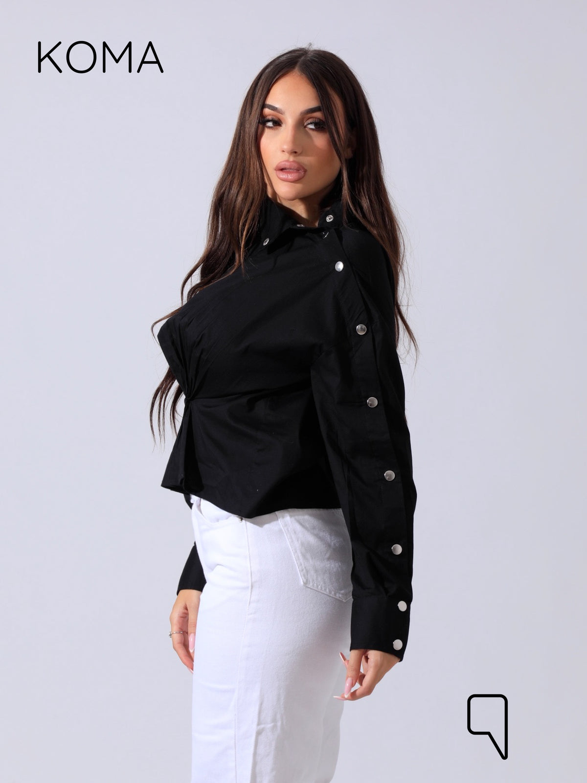 issy snap-button Shirt - Black