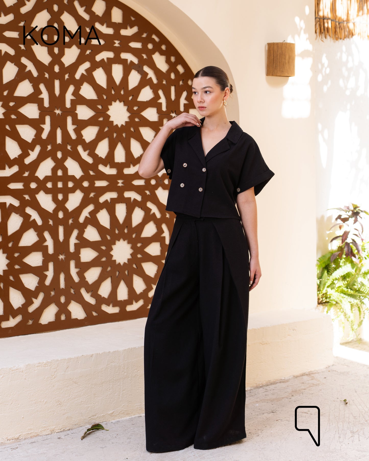 Tilly Crossover Short Shirt & Pants Set - Black