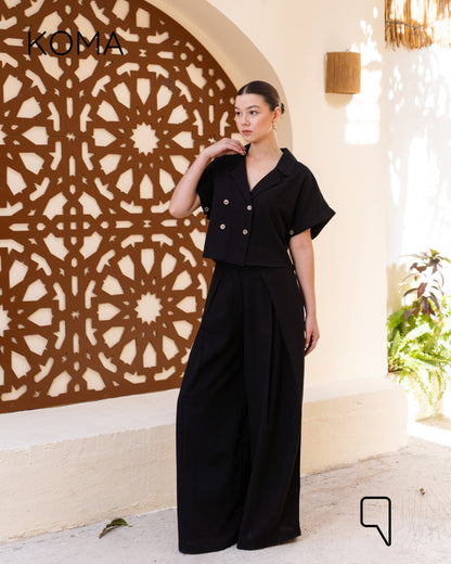 Tilly Crossover Short Shirt & Pants - Black