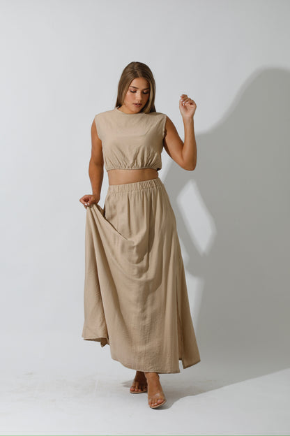 Co-Ord Crop Top - Beige